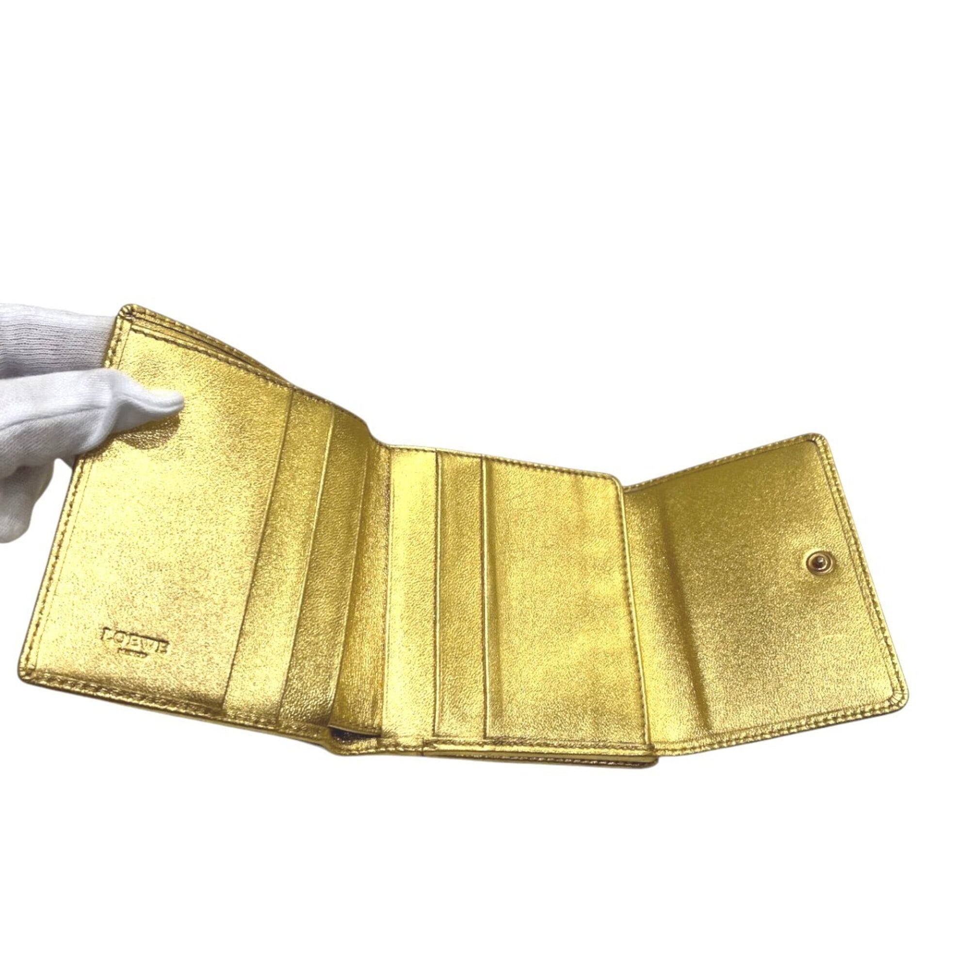 Loewe Gold Leather Wallet (Tri-Fold) (Pre-Owned)