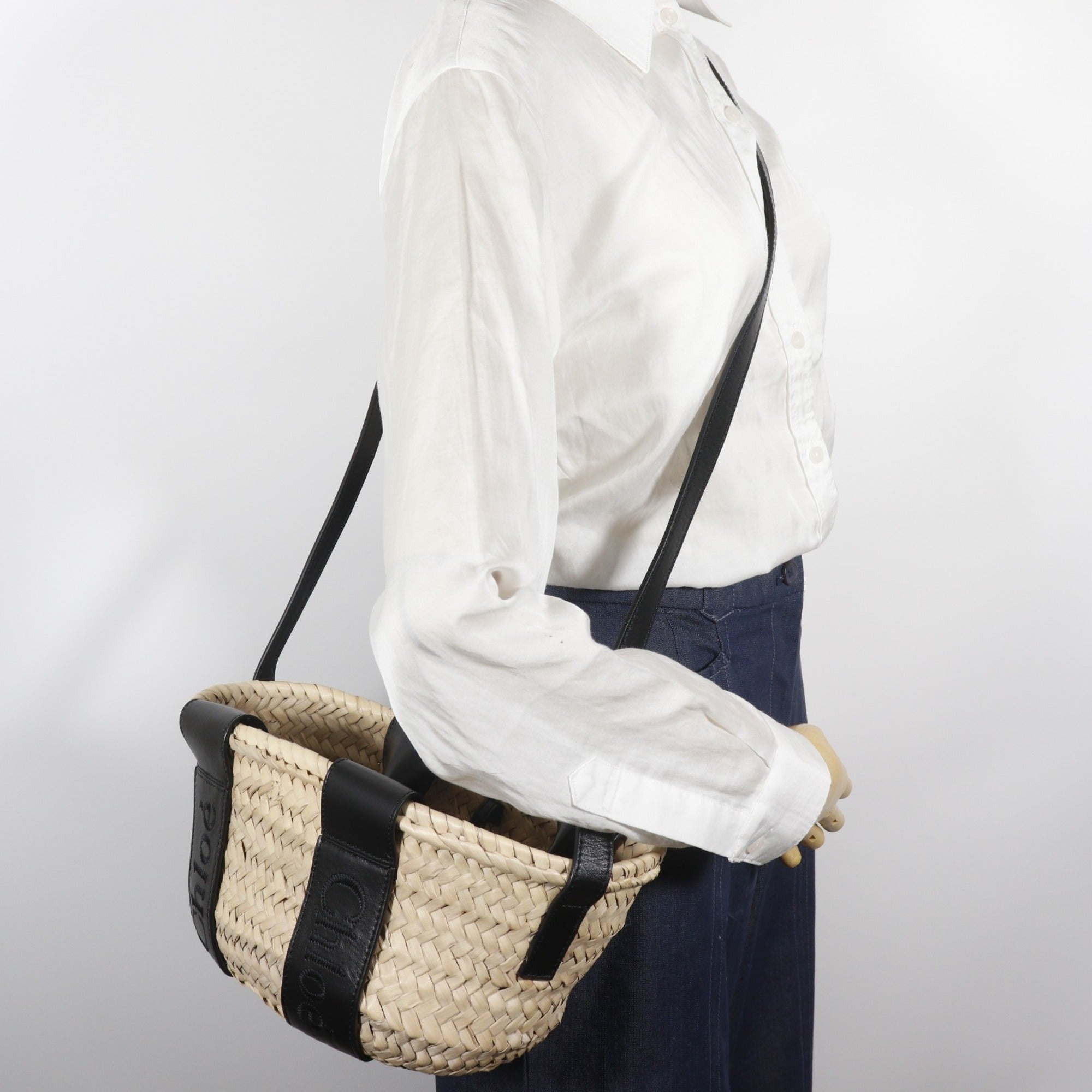 Chloé Beige Raffia Leather Basket Handbag (Pre-Owned)