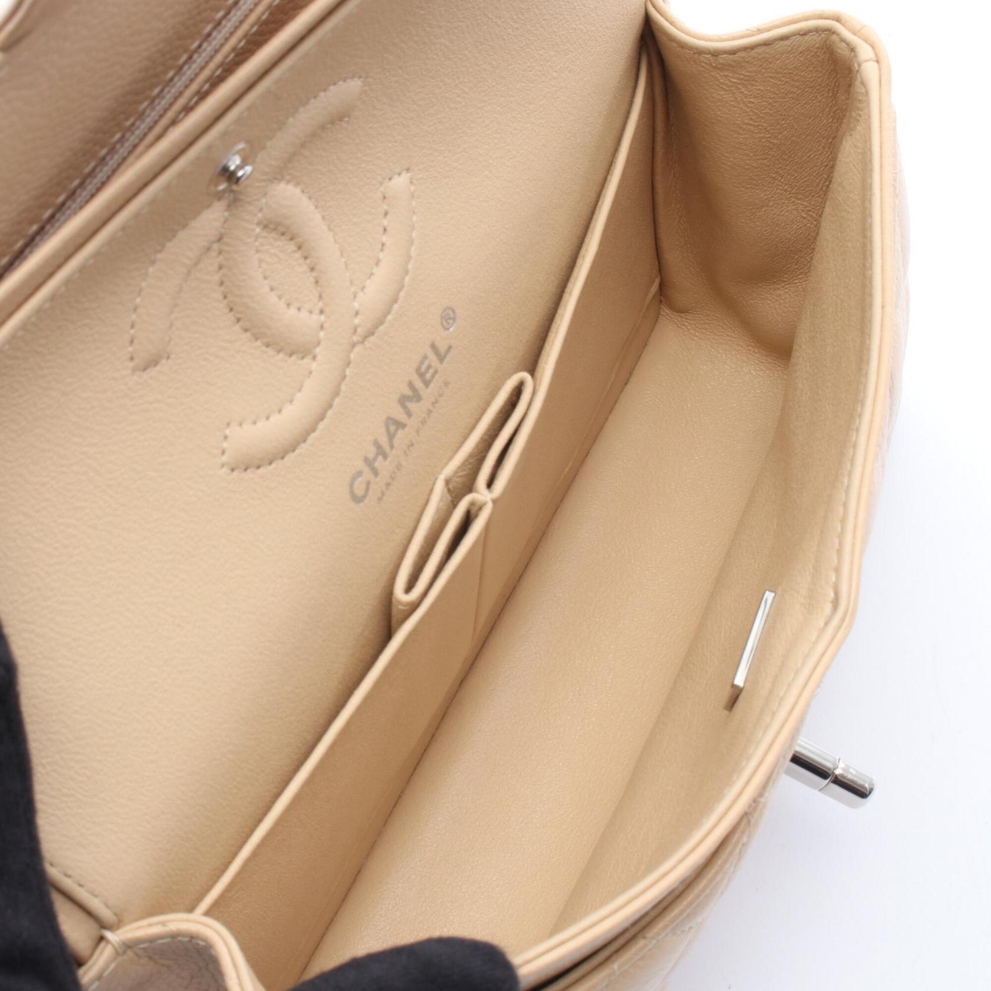 Chanel Beige Grained Calfskin Handbag Shoulder Bag (Pre-Owned)