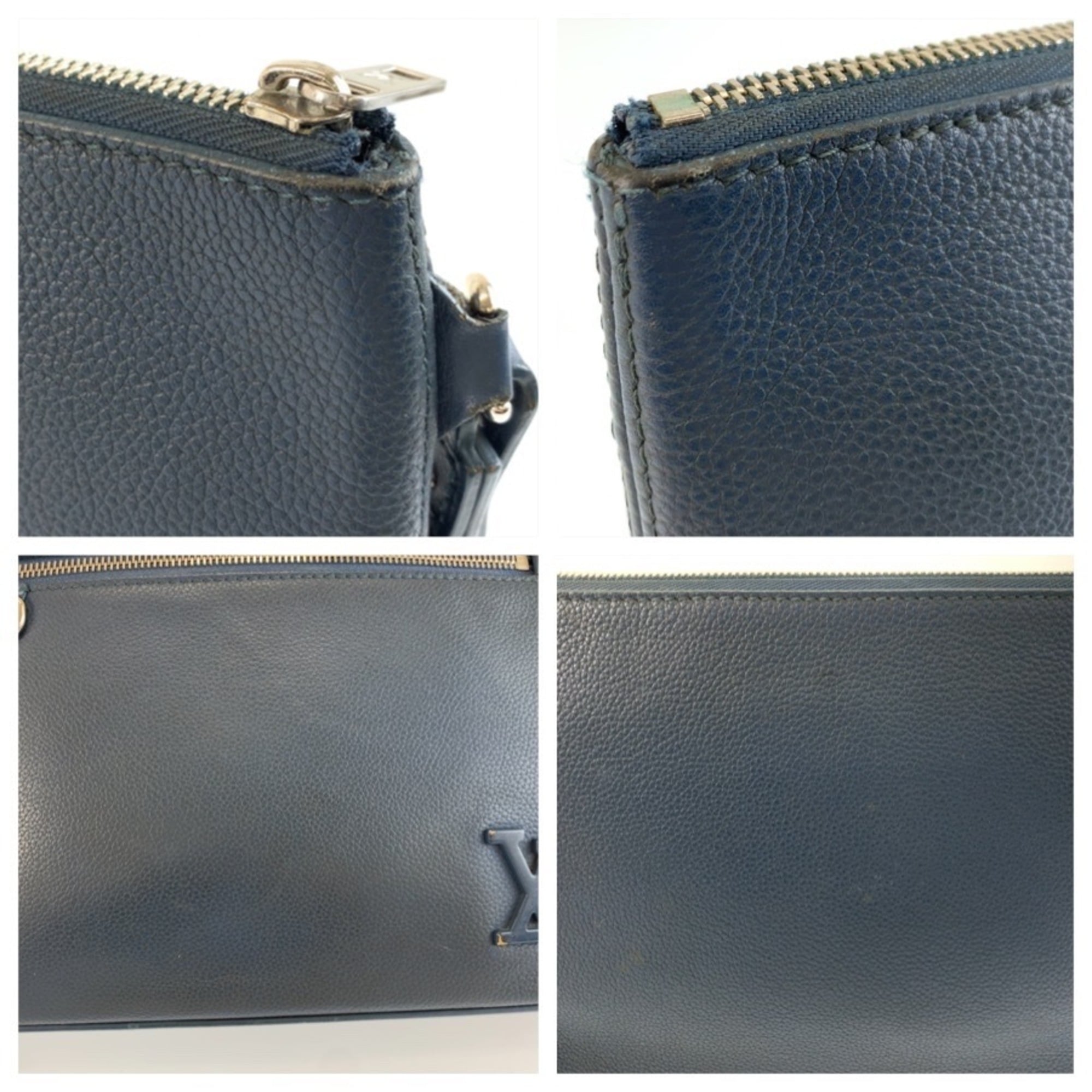 Louis Vuitton Blue Leather Clutch Bag Pochette (Pre-Owned)