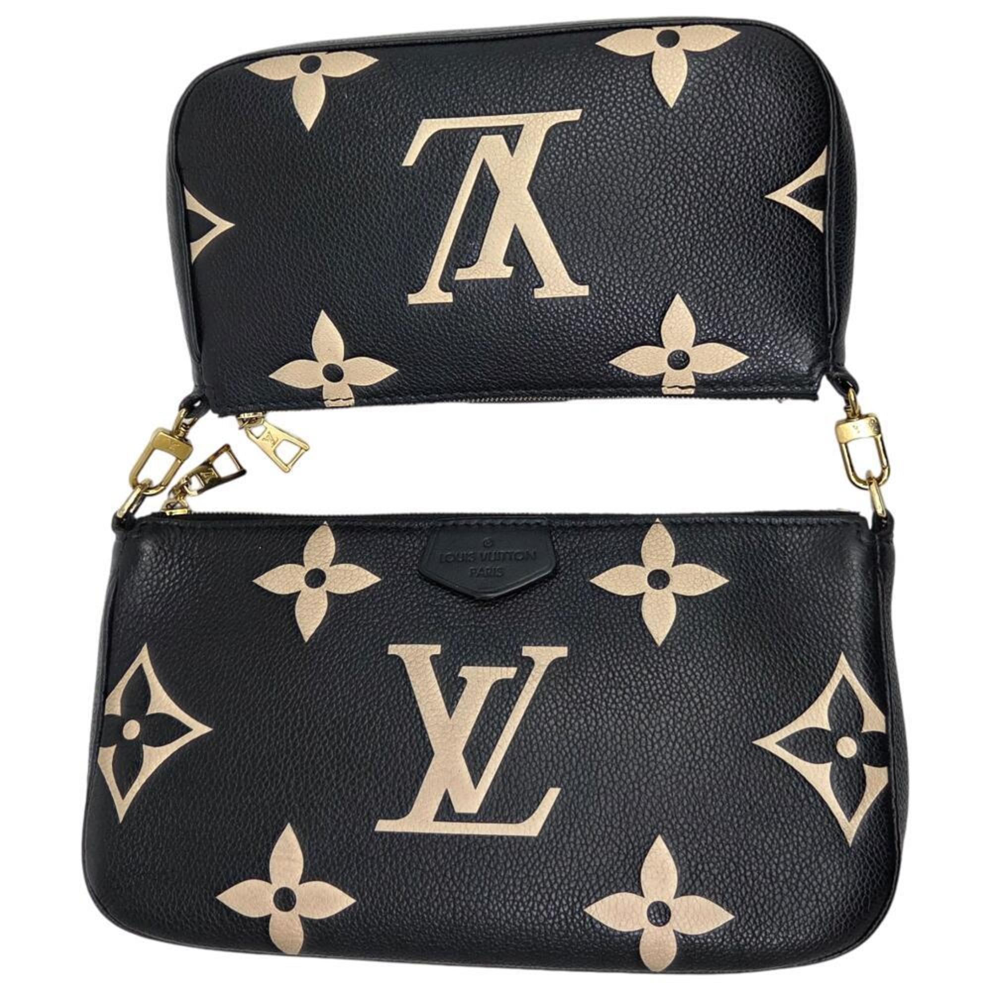 Louis Vuitton Beige Black Monogram Empreinte Pochette Shoulder Bag (Pre-Owned)