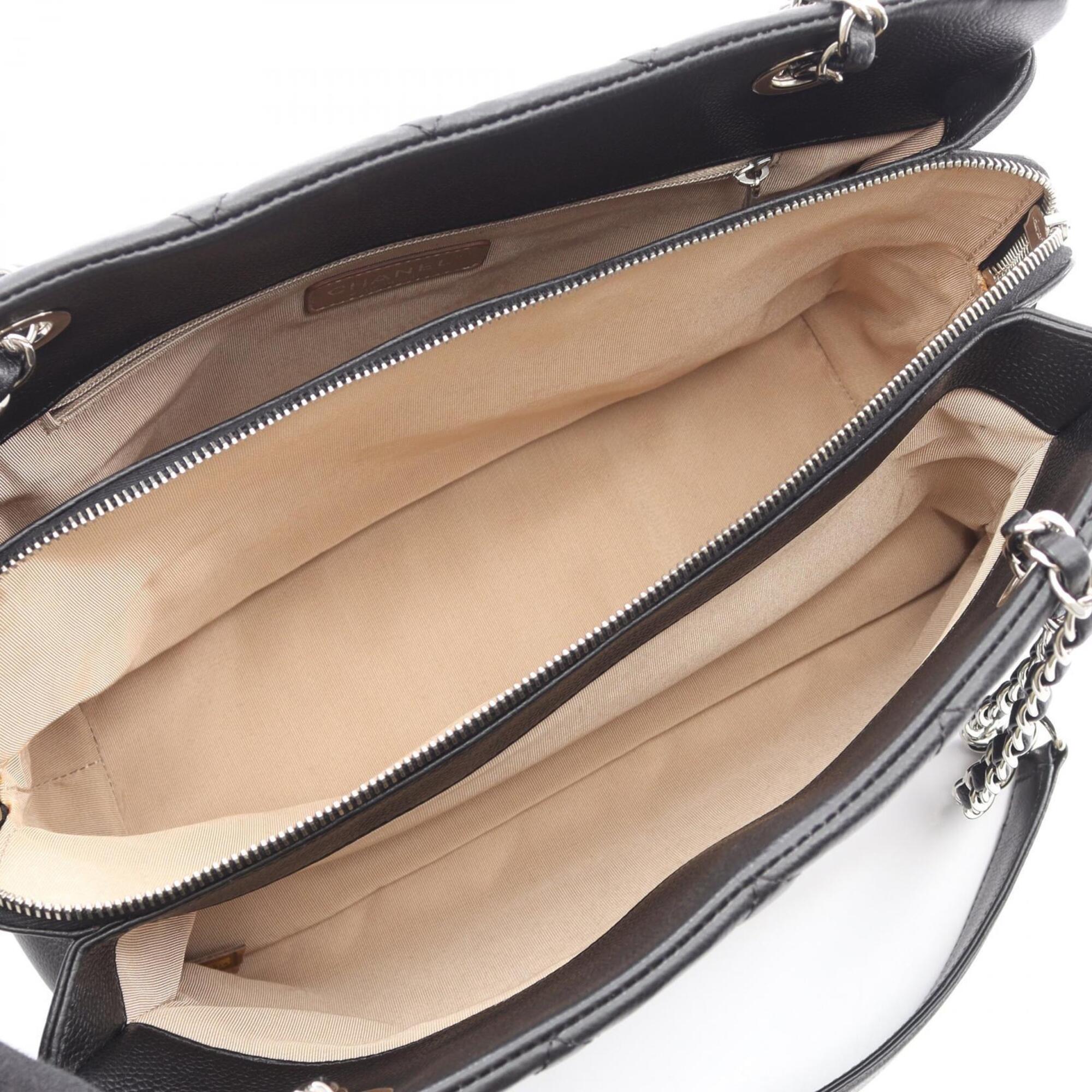 Chanel Black Grained Calfskin Handbag Tote Bag (Pre-Owned)