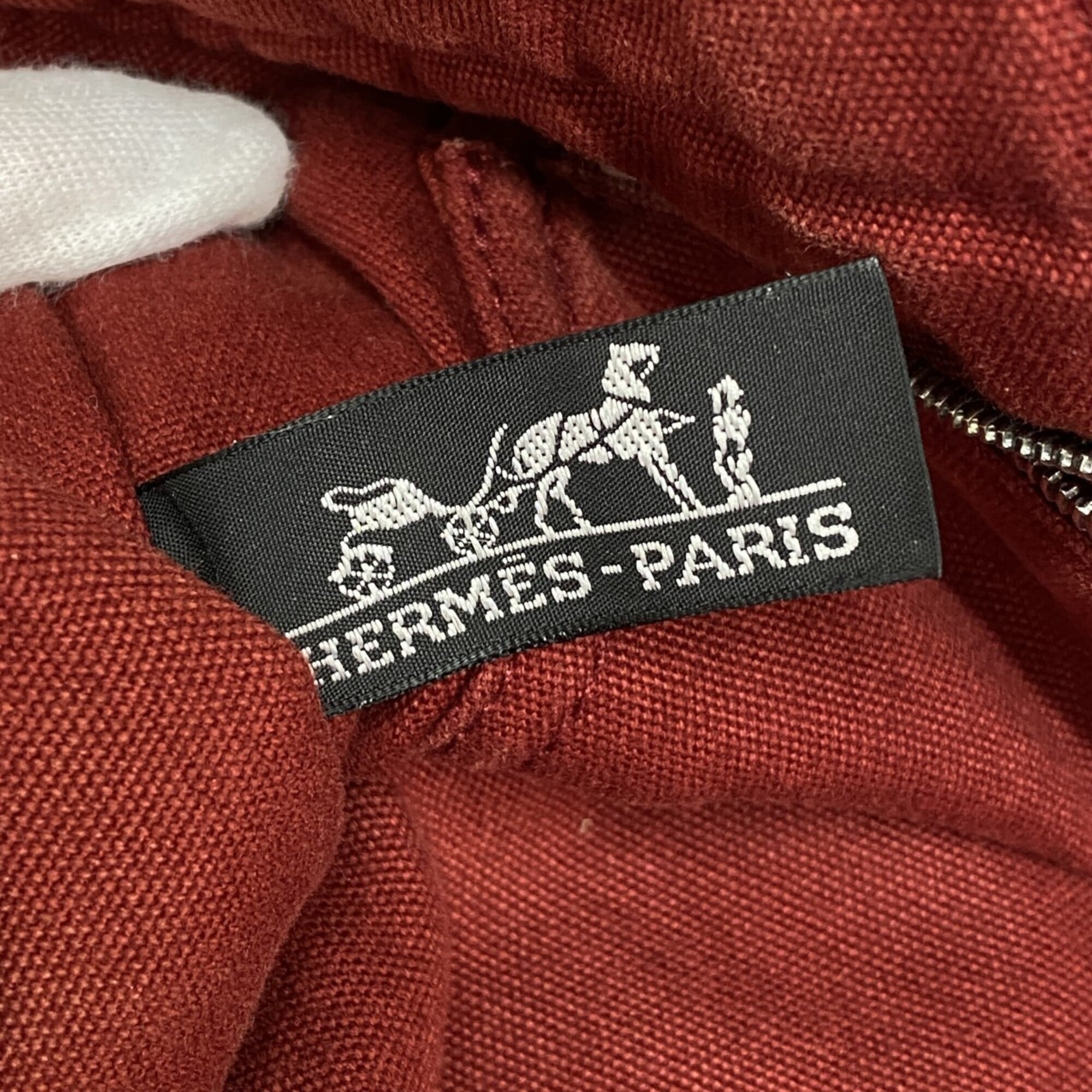 Hermes Red Color Canvas Tote Bag (Pre-Owned)