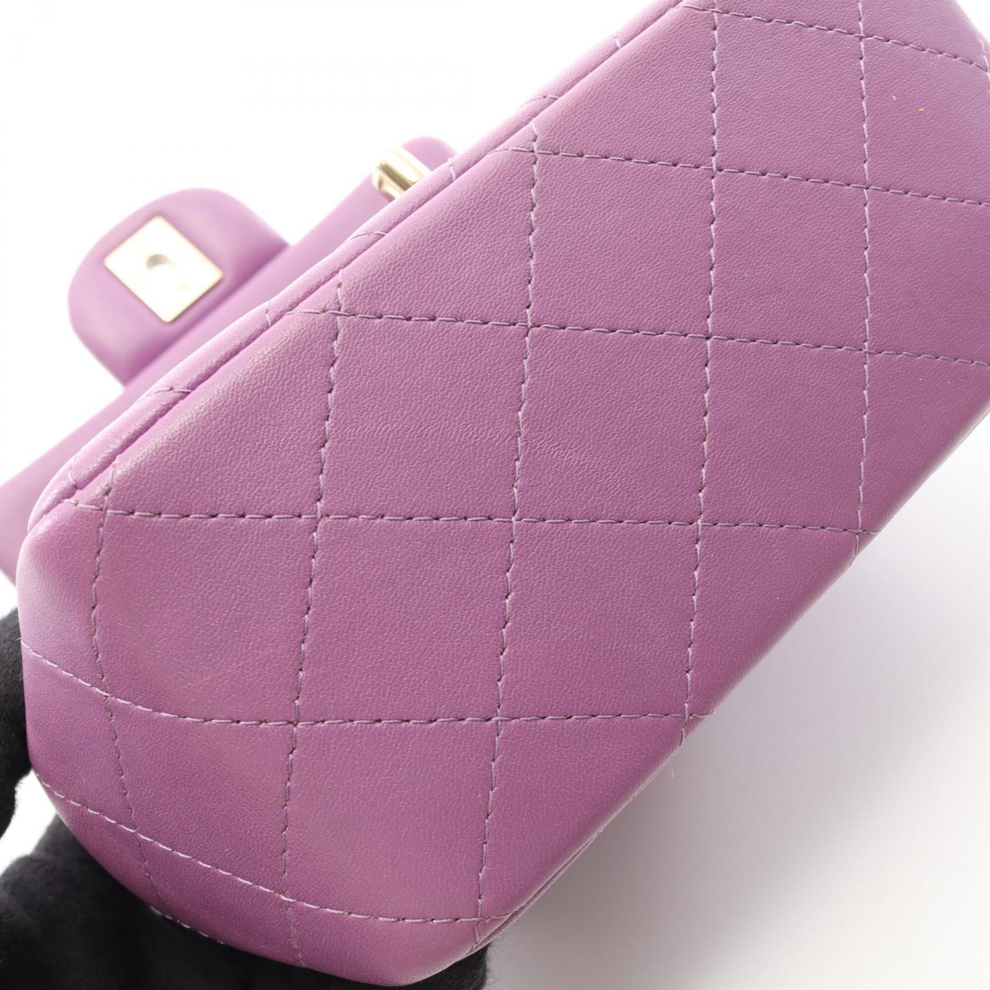 Chanel Purple Leather Handbag Shoulder Bag (Pre-Owned)