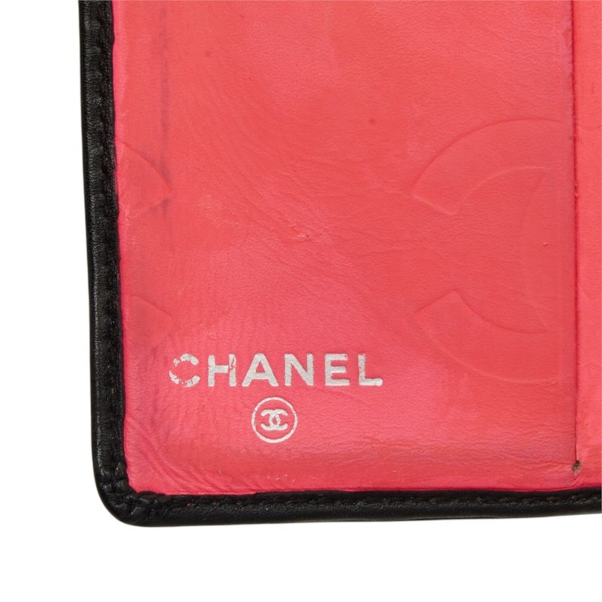 Chanel Black Pink Leather Wallet (Bi-Fold) (Pre-Owned)