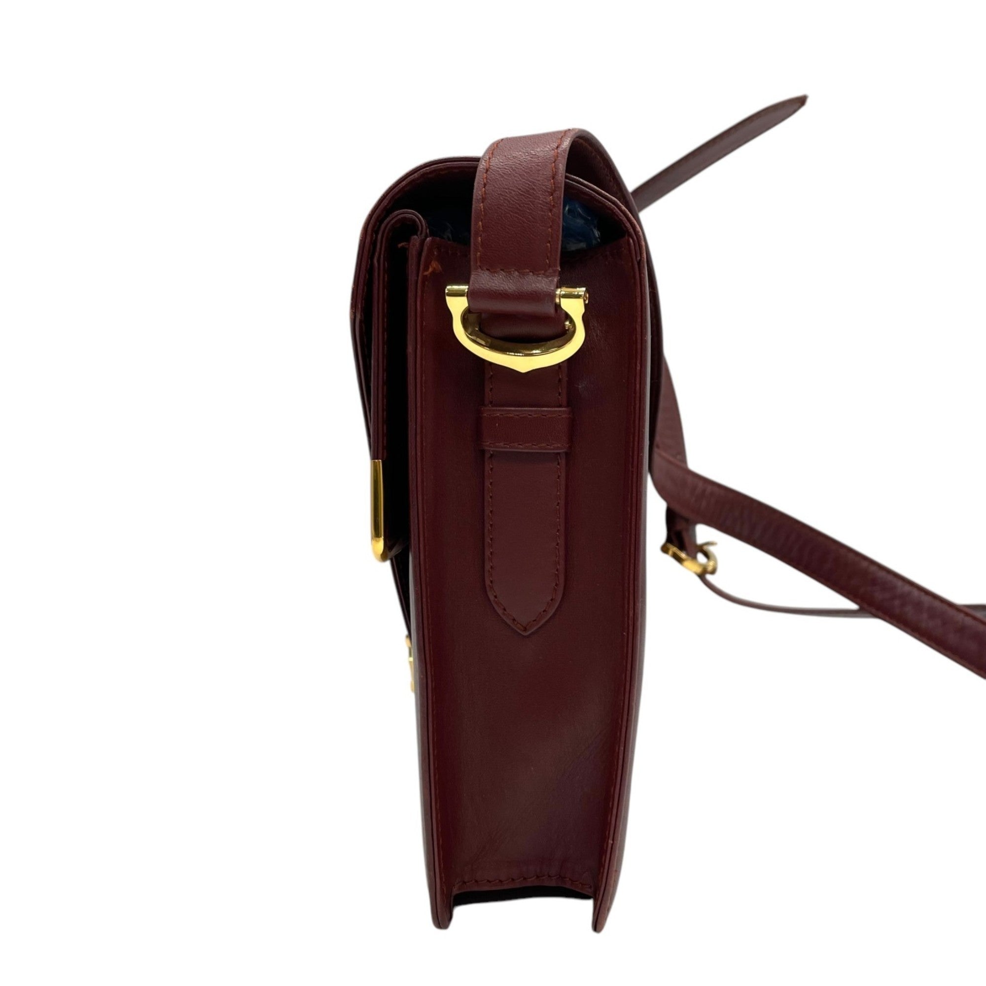 Cartier Bordeaux Wine Red Leather Shoulder Bag (Pre-Owned)