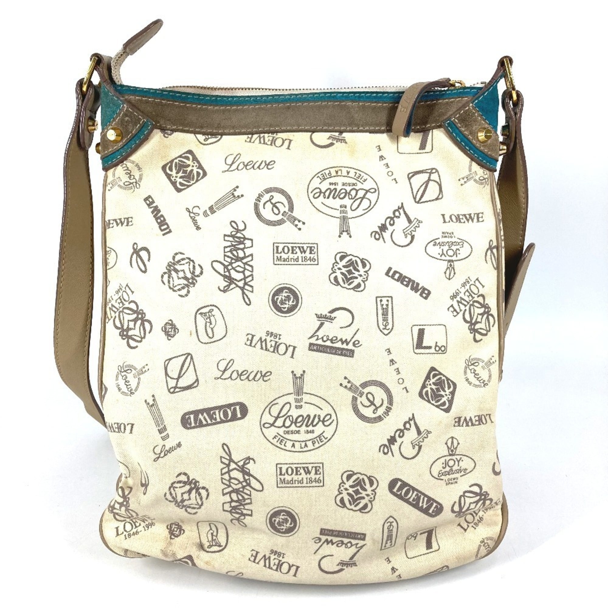 Loewe Beige Multi-Color Leather Canvas Pochette Shoulder Bag (Pre-Owned)