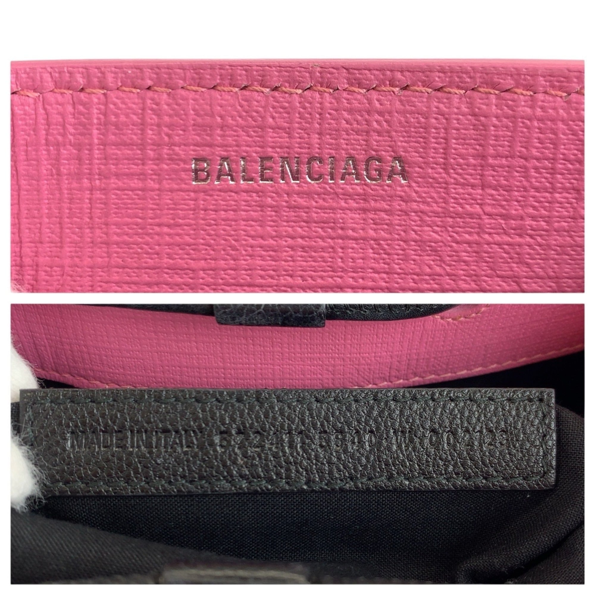 Balenciaga Black Pink Leather Shoulder Bag Tote Bag (Pre-Owned)