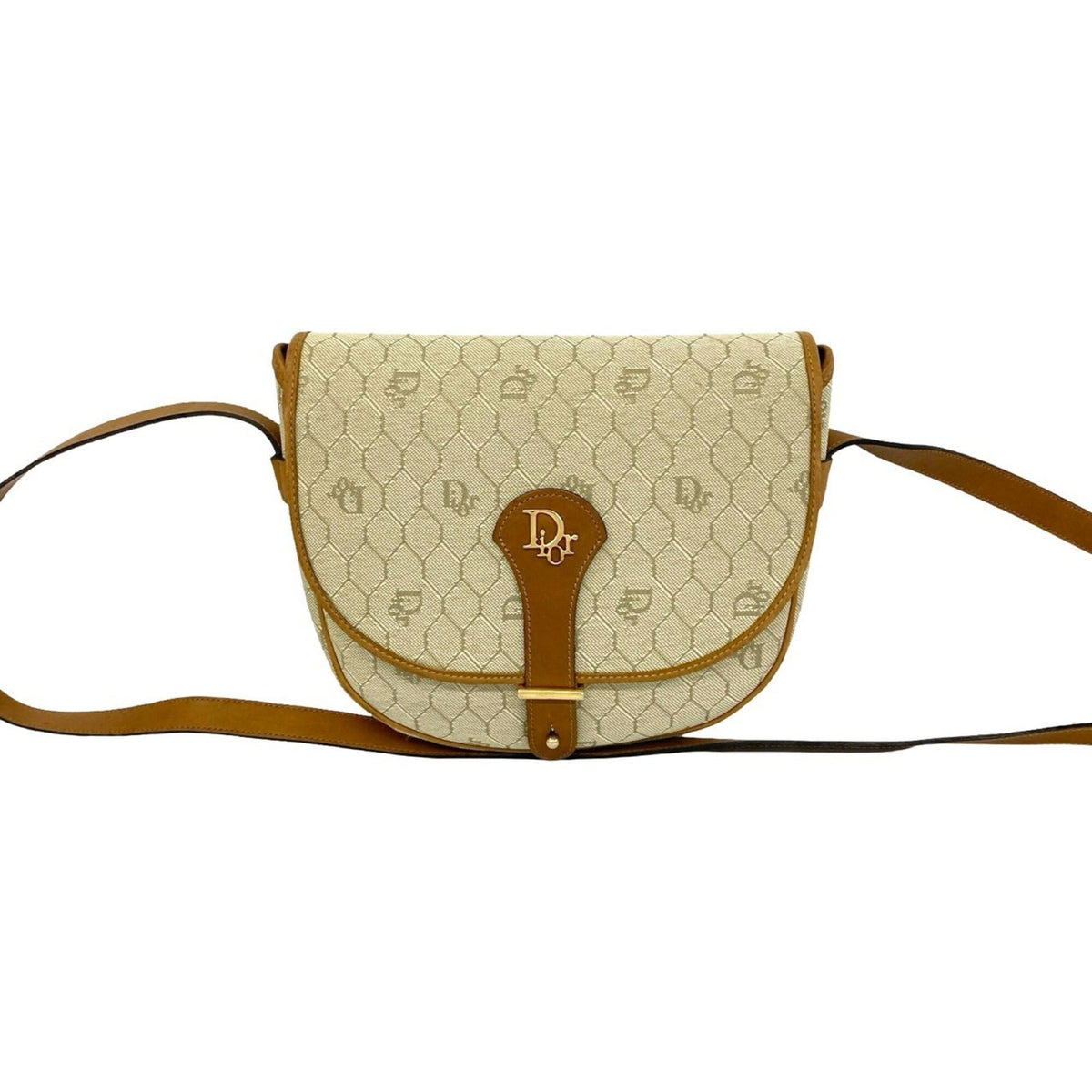 Christian Dior Brown Khaki Leather Pvc Shoulder Bag (Pre-Owned)