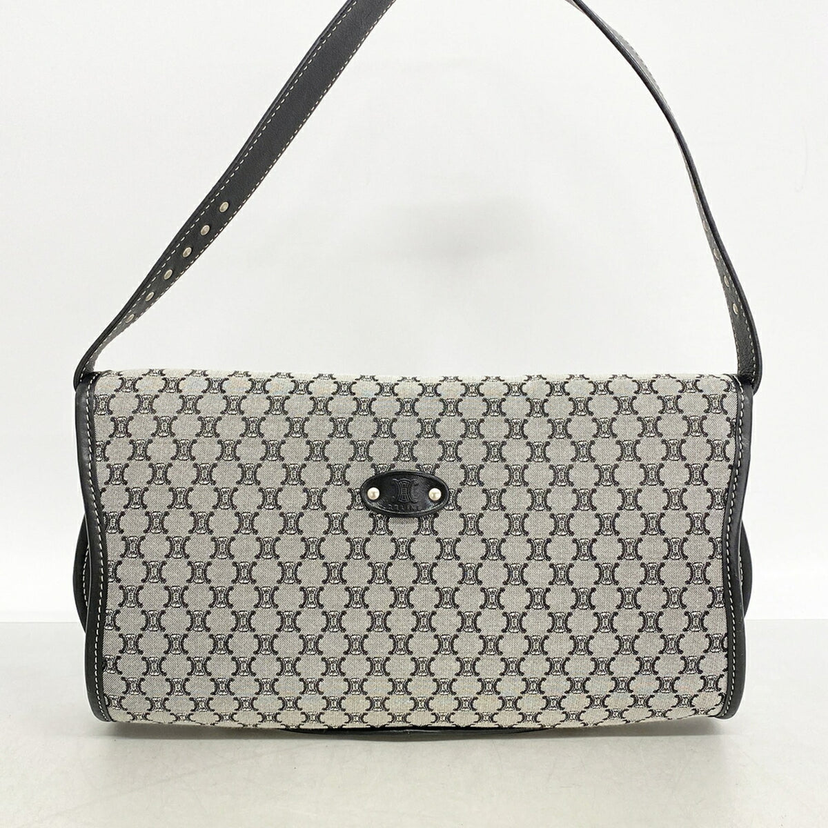 Celine Black Gray Nylon Canvas Handbag (Pre-Owned)