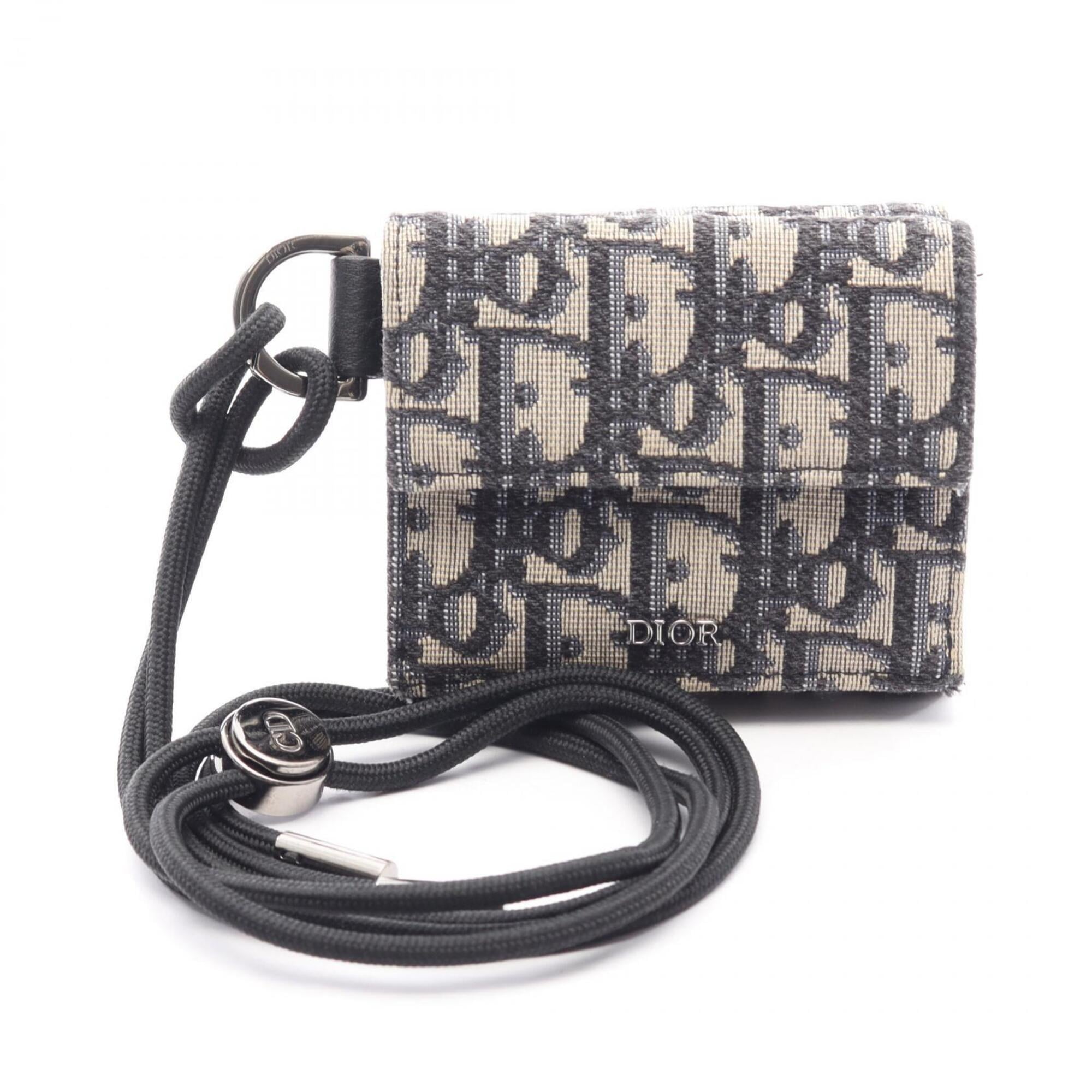 Christian Dior Beige Navy Canvas Wallet (Tri-Fold) (Pre-Owned)