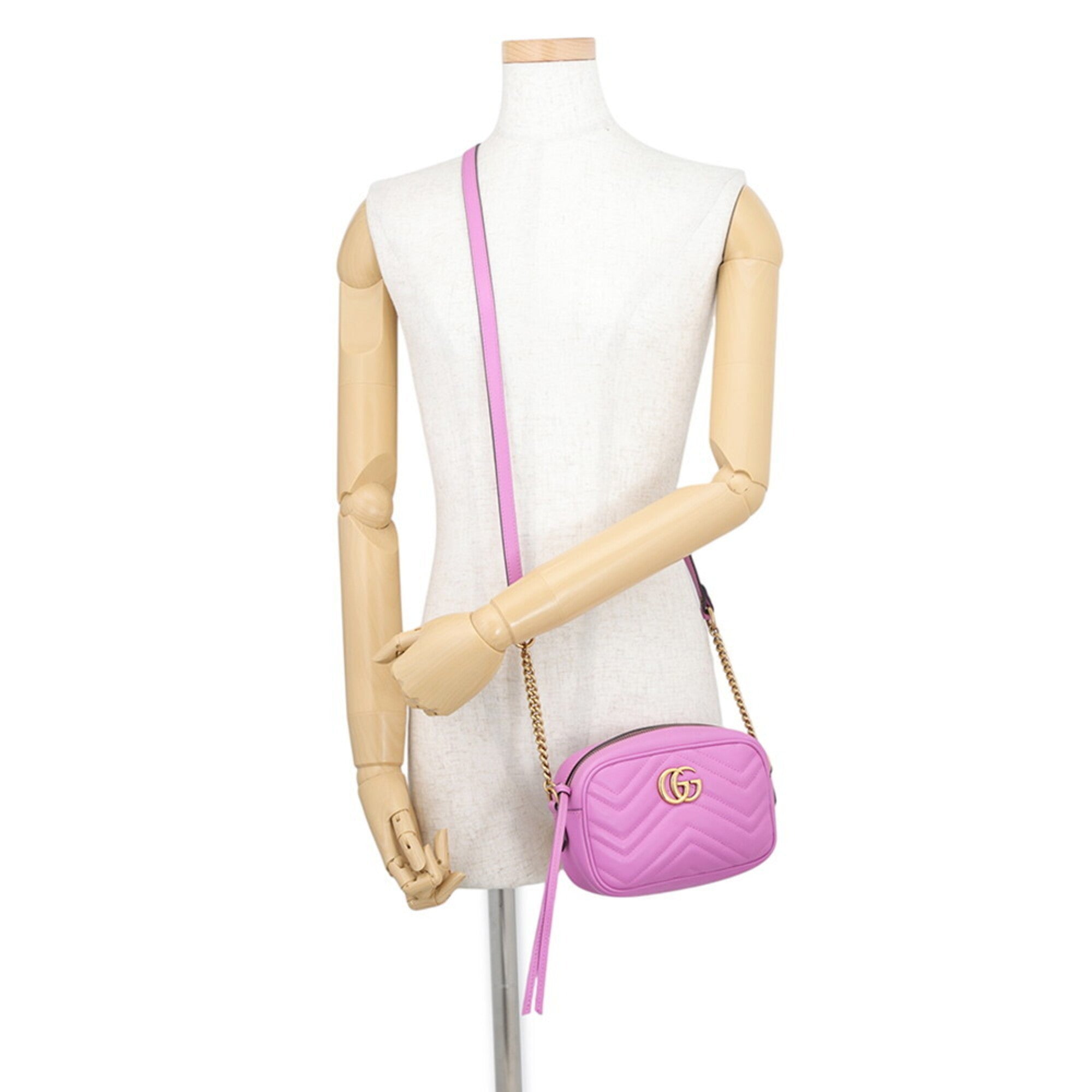 Gucci Gg Marmont Purple Leather Handbag Shoulder Bag (Pre-Owned)