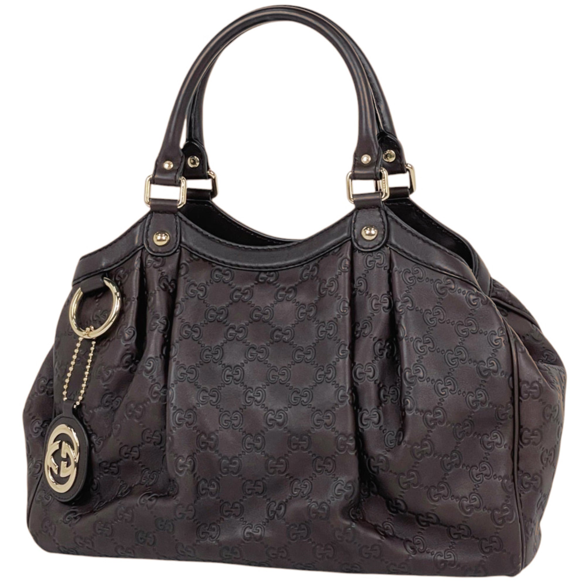 Gucci Sukey Brown Gg Leather Handbag (Pre-Owned)