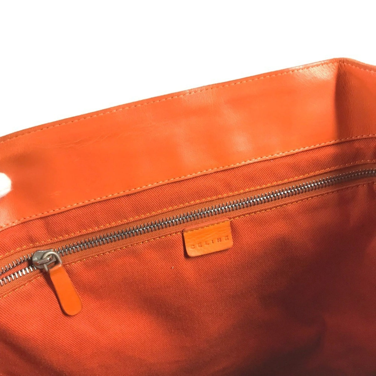 Celine Orange Leather Handbag Shoulder Bag Tote Bag (Pre-Owned)