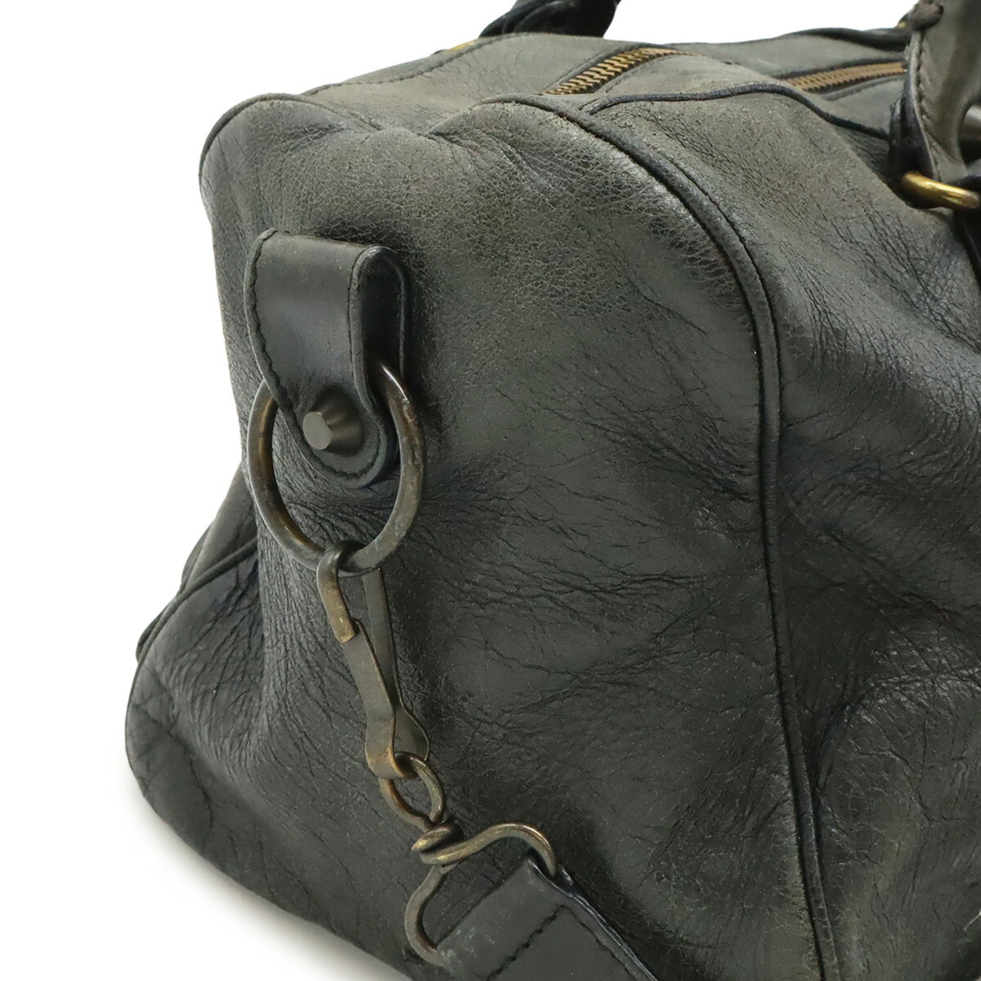 Balenciaga Dark Gray Leather Handbag Shoulder Bag (Pre-Owned)