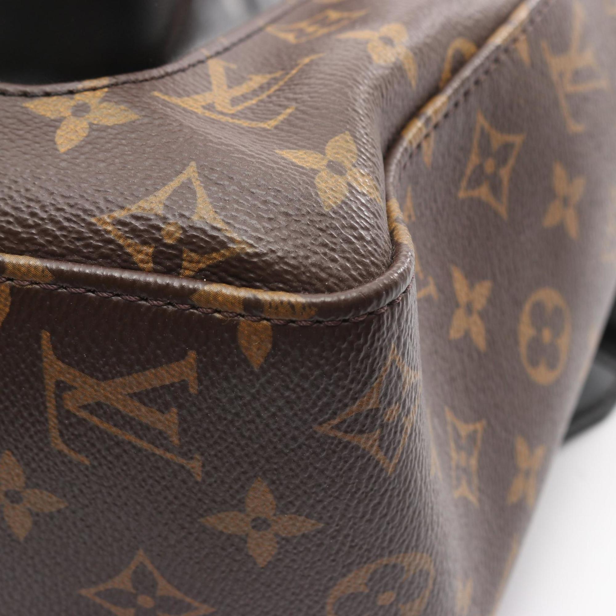 Louis Vuitton Black Brown Coated Canvas Leather Backpack (Pre-Owned)
