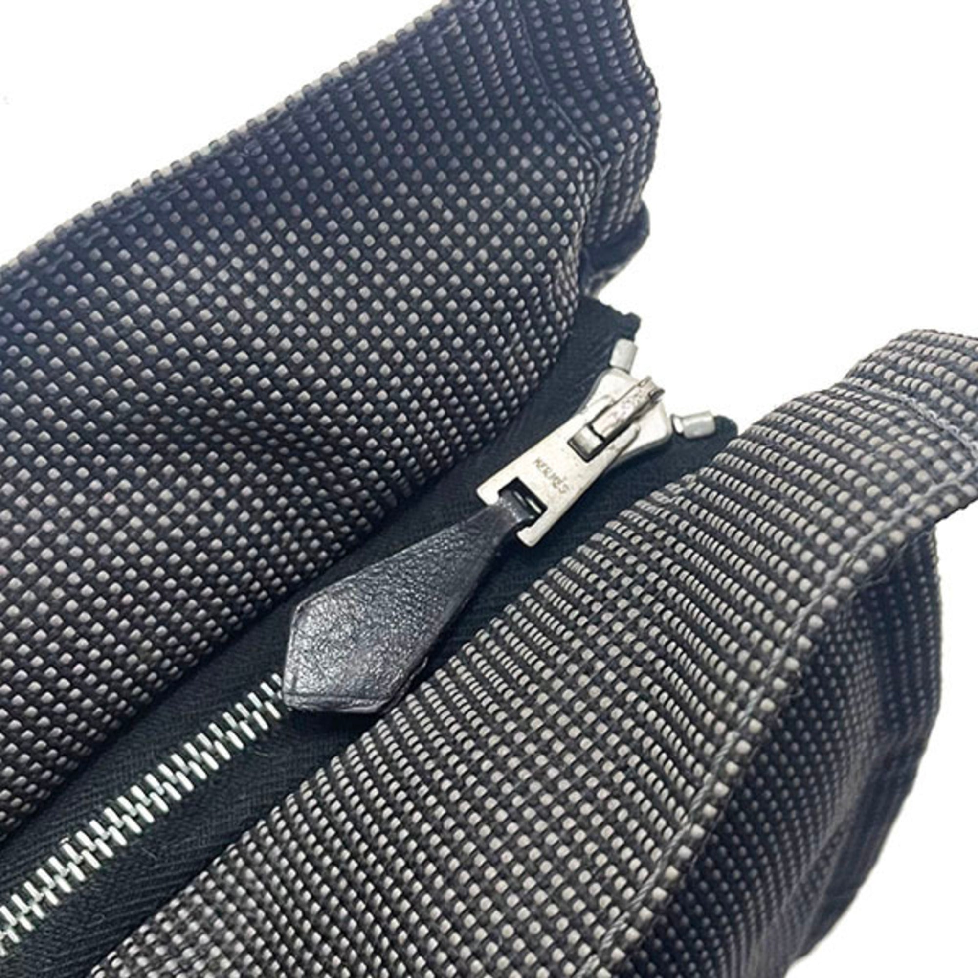 Hermes Gray Nylon Canvas Clutch Bag Pouch (Pre-Owned)