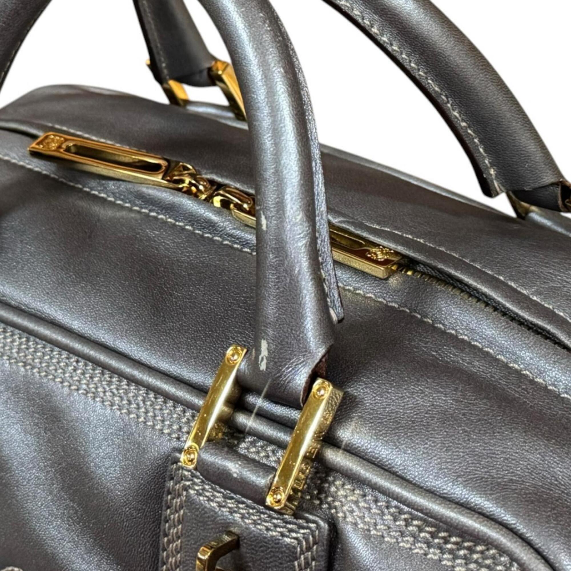 Loewe Gray Metallic Gray Leather Handbag (Pre-Owned)