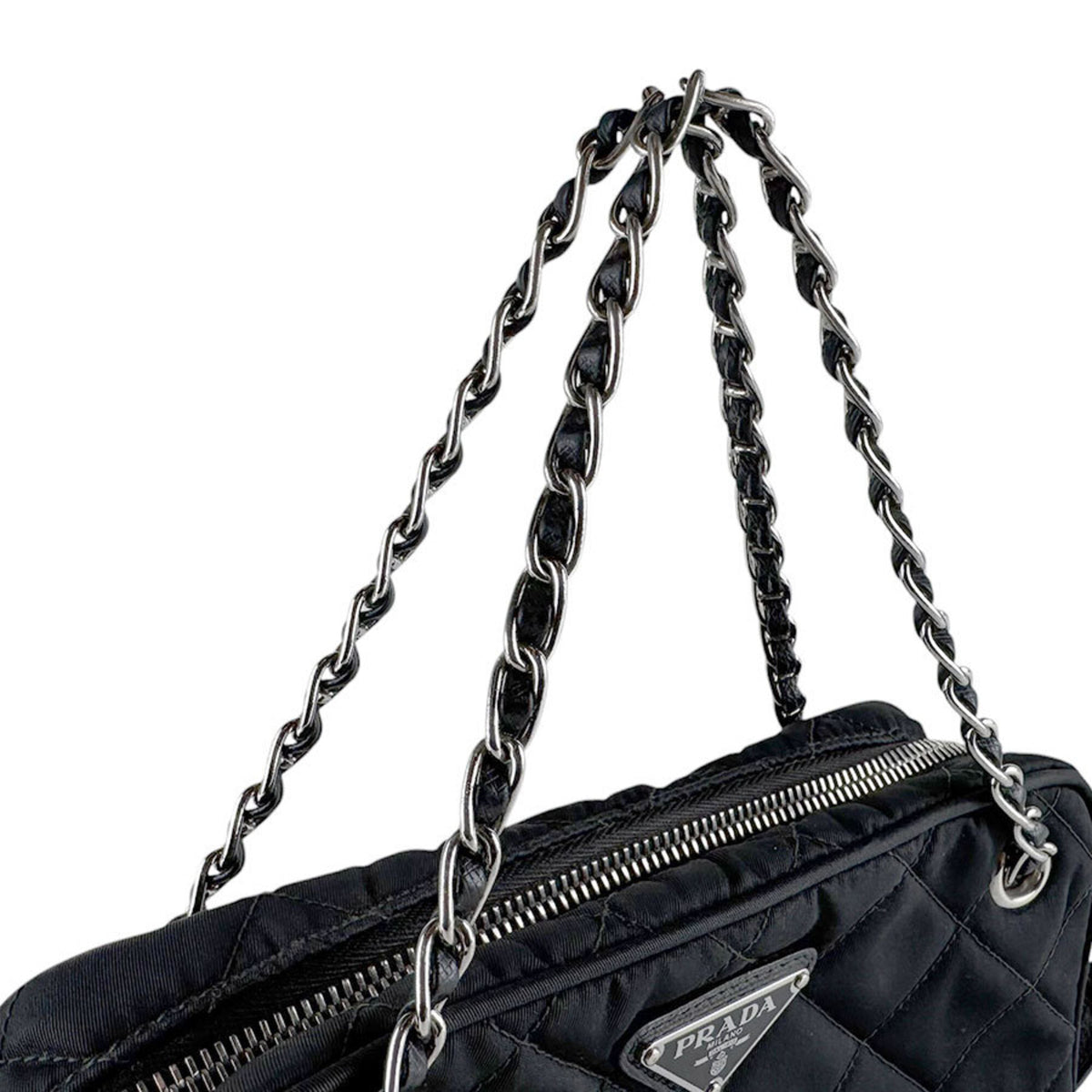 Prada Black Nylon Leather Handbag (Pre-Owned)