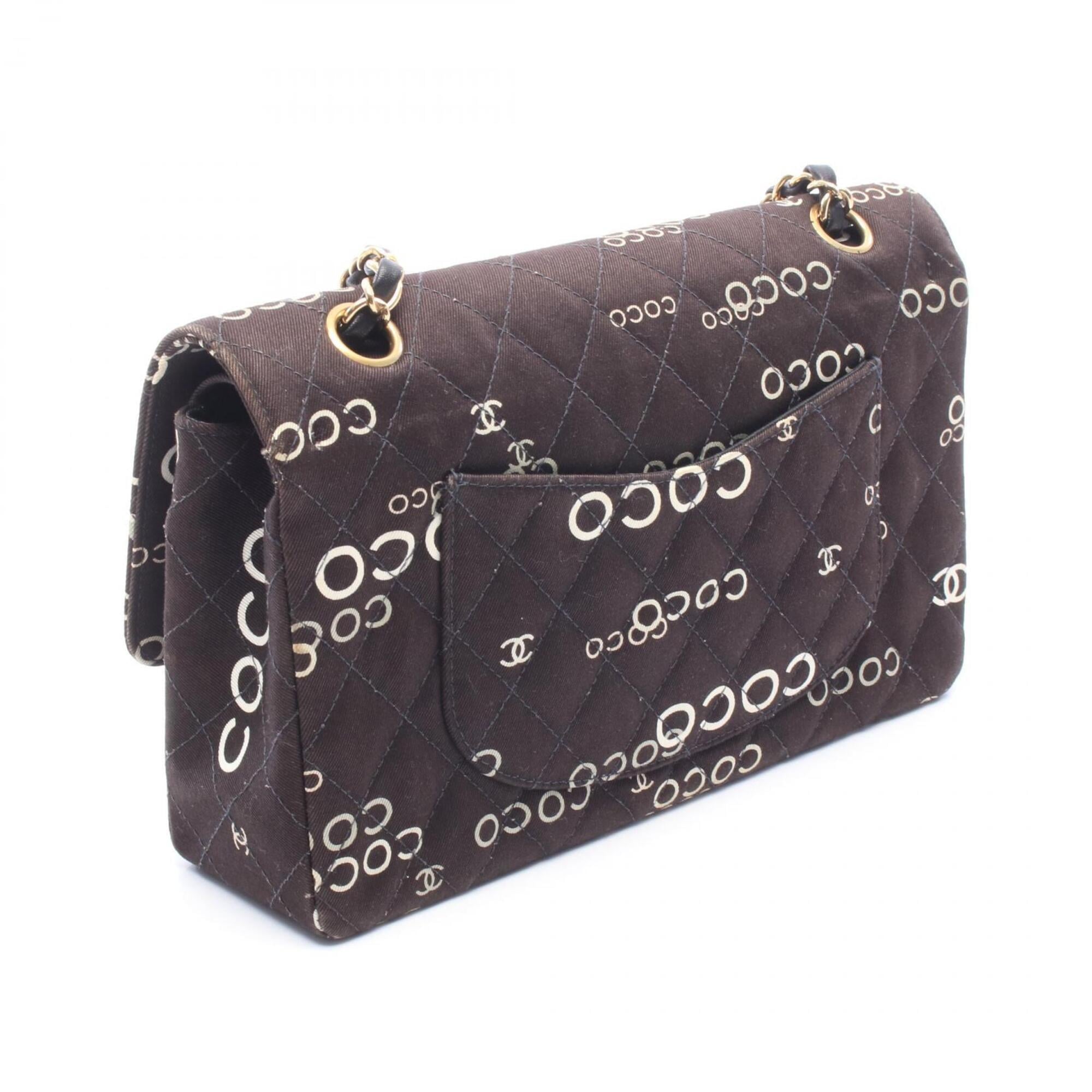 Chanel Black White Canvas Leather Handbag Shoulder Bag (Pre-Owned)
