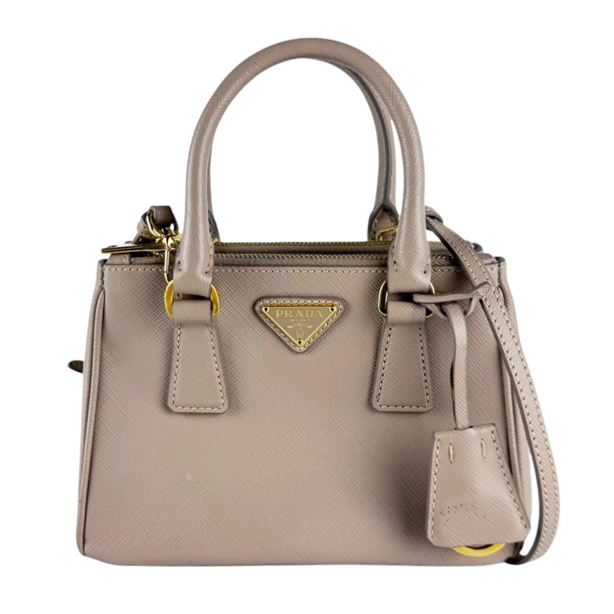 Prada Grayish Leather Handbag Shoulder Bag (Pre-Owned)