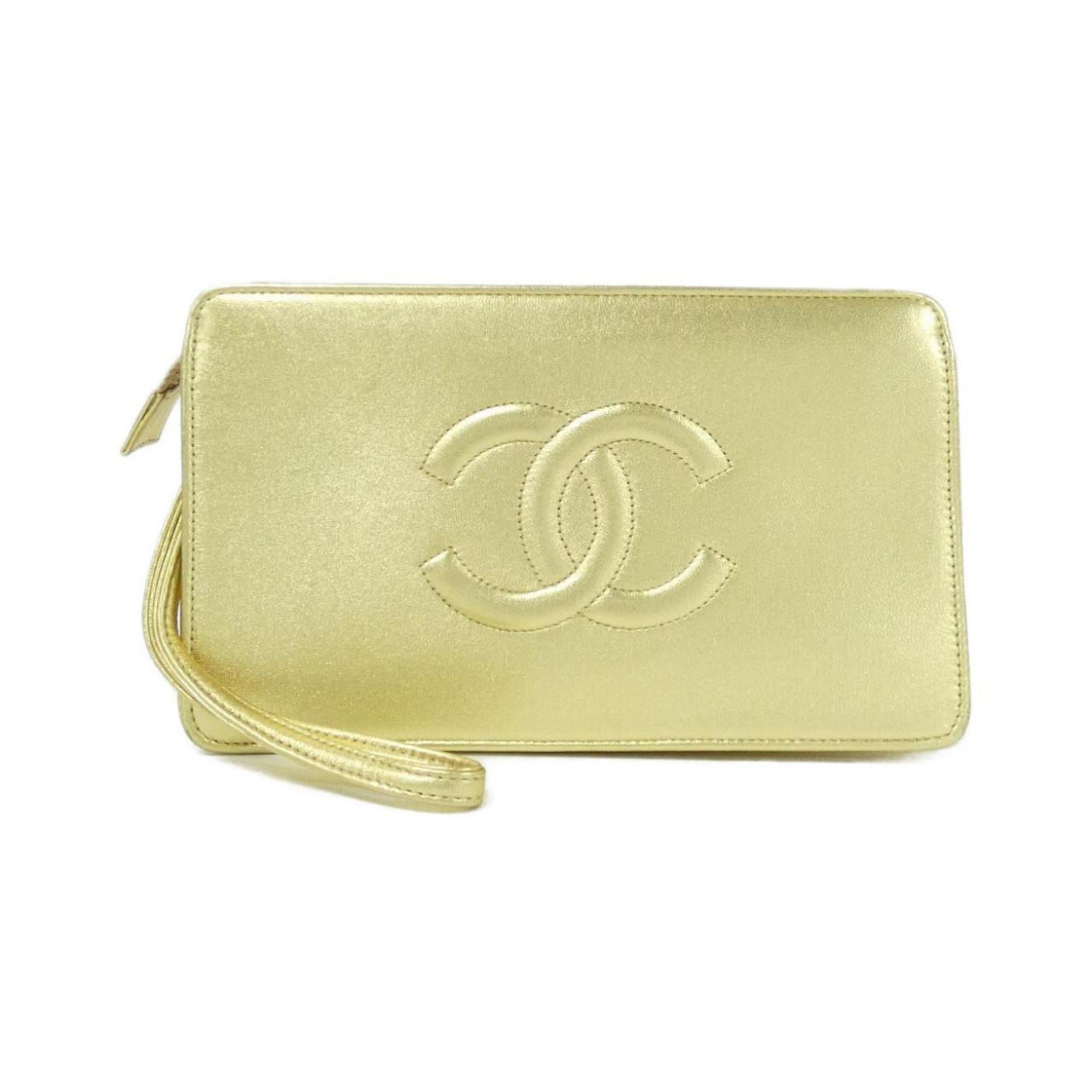 Chanel Gold Leather Handbag (Pre-Owned)
