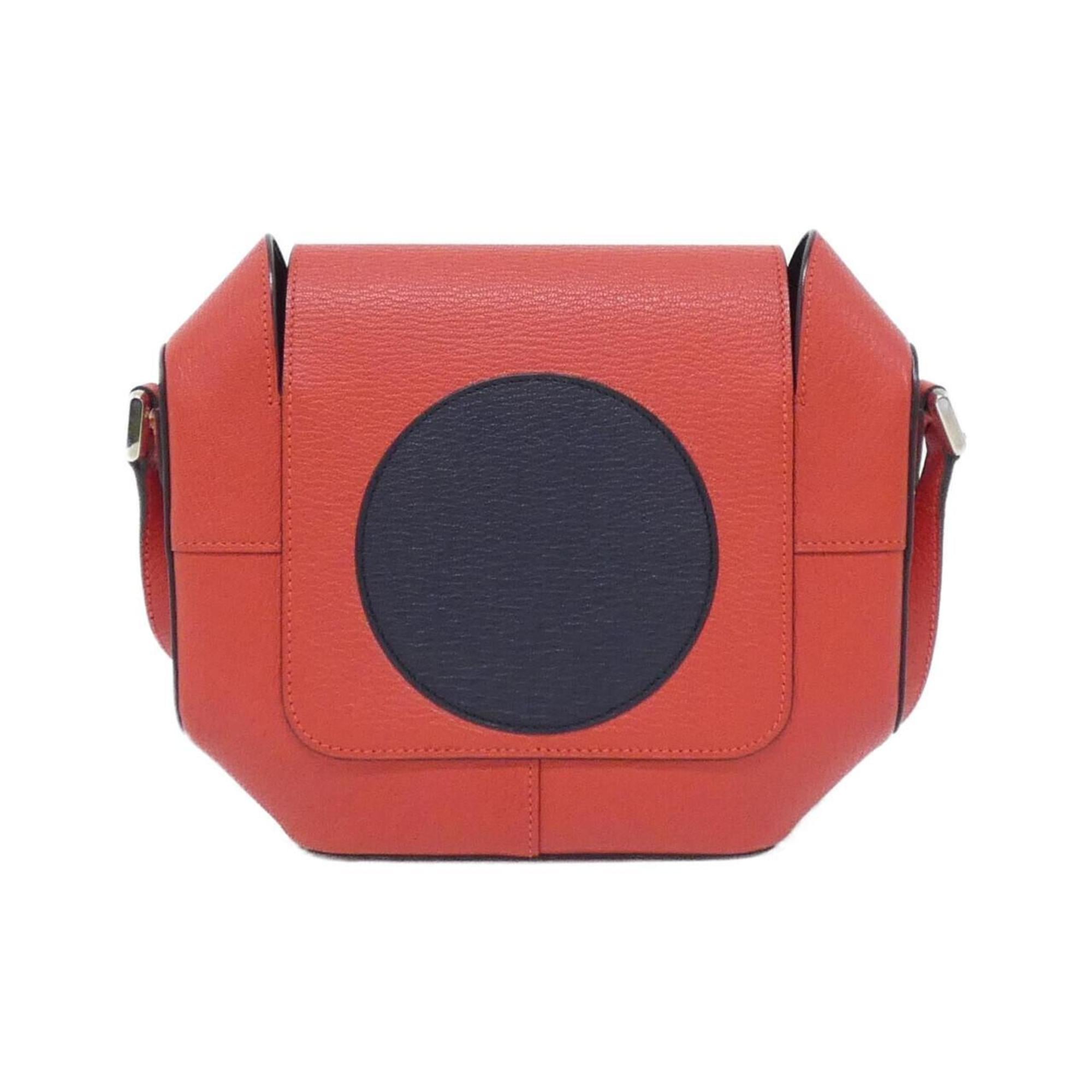 Hermes Blue Indigo Red Color White Chevre Leather Shoulder Bag (Pre-Owned)