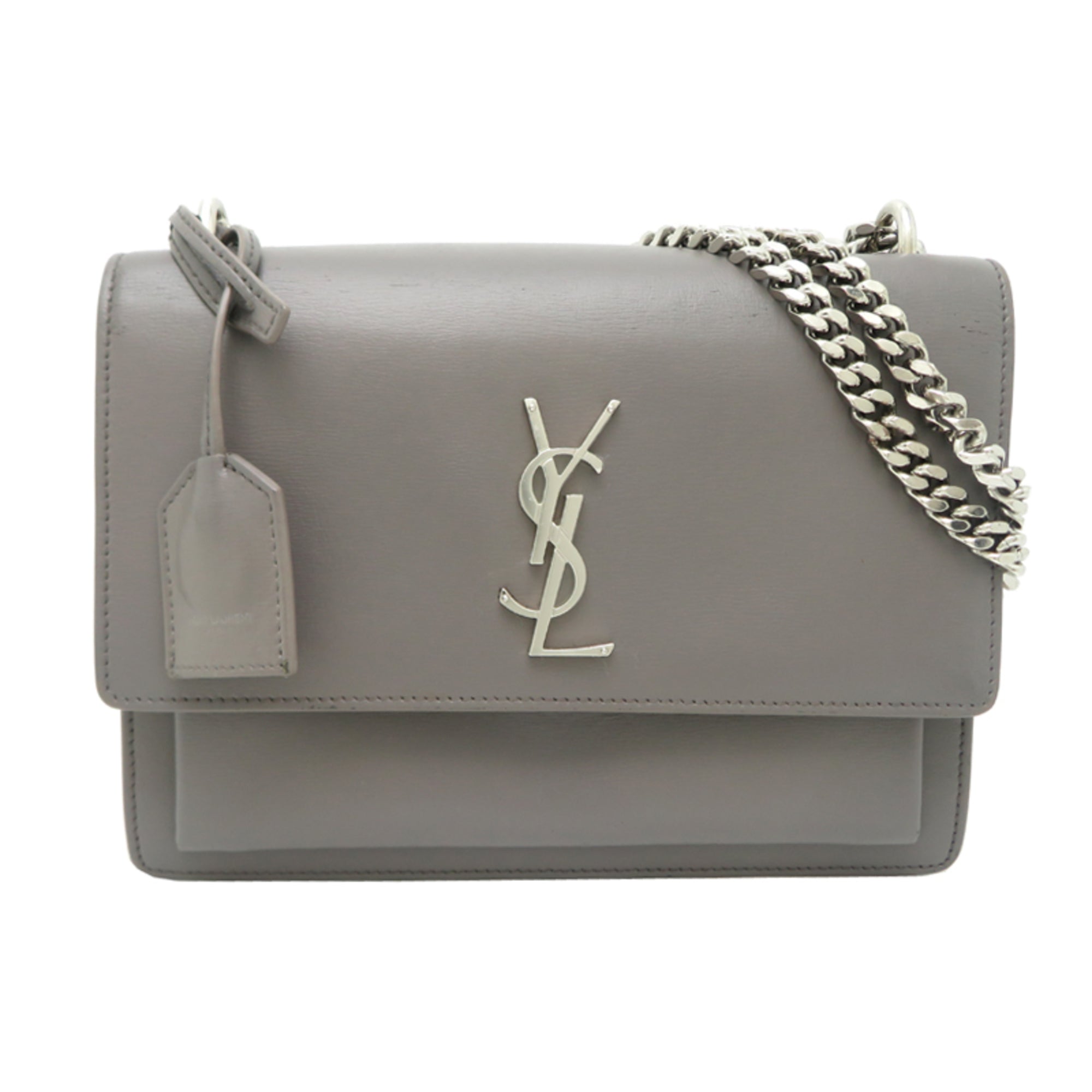 Saint Laurent Grayish Leather Shoulder Bag (Pre-Owned)