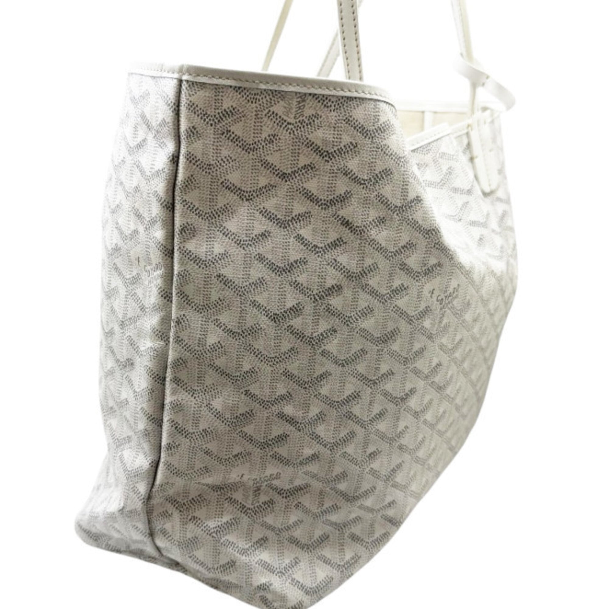 Goyard White Coated Canvas Leather Shoulder Bag Tote Bag (Pre-Owned)