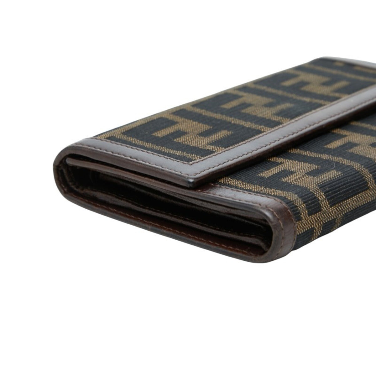 Fendi Brown Canvas Leather Long Wallet (Bi-Fold) (Pre-Owned)