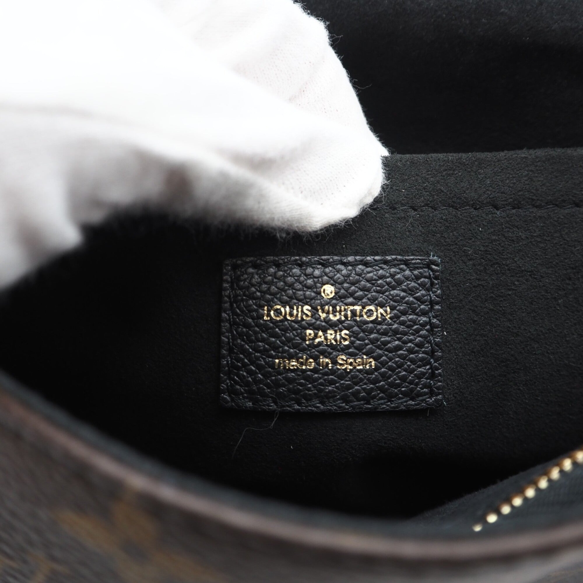 Louis Vuitton Beige Black Brown Coated Canvas Leather Shoulder Bag (Pre-Owned)