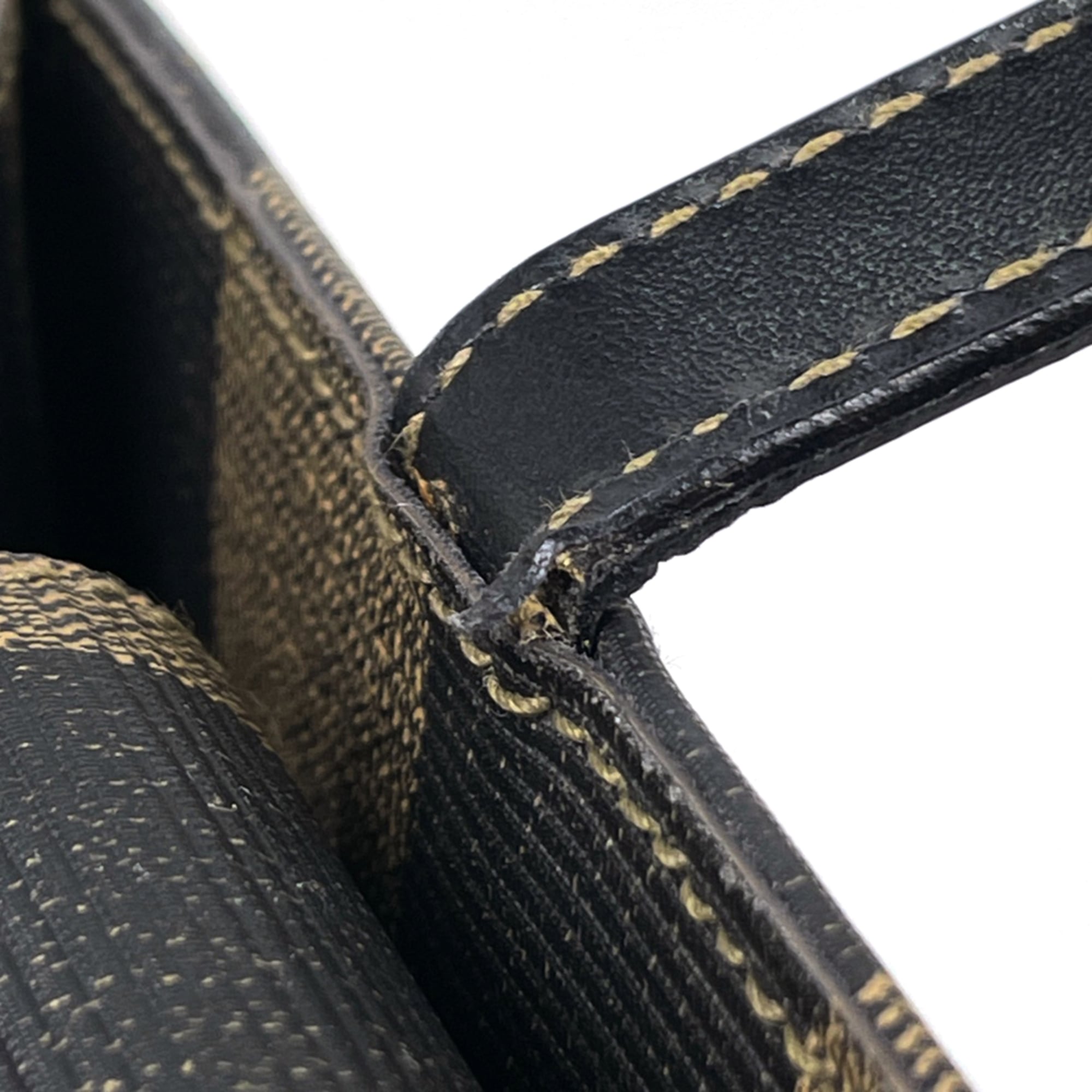 Fendi Pequin Black Brown Coated Canvas Leather Handbag (Pre-Owned)