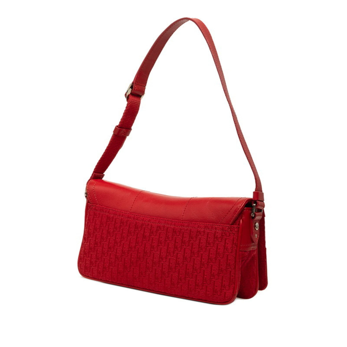 Christian Dior Red Color Canvas Leather Handbag Shoulder Bag (Pre-Owned)