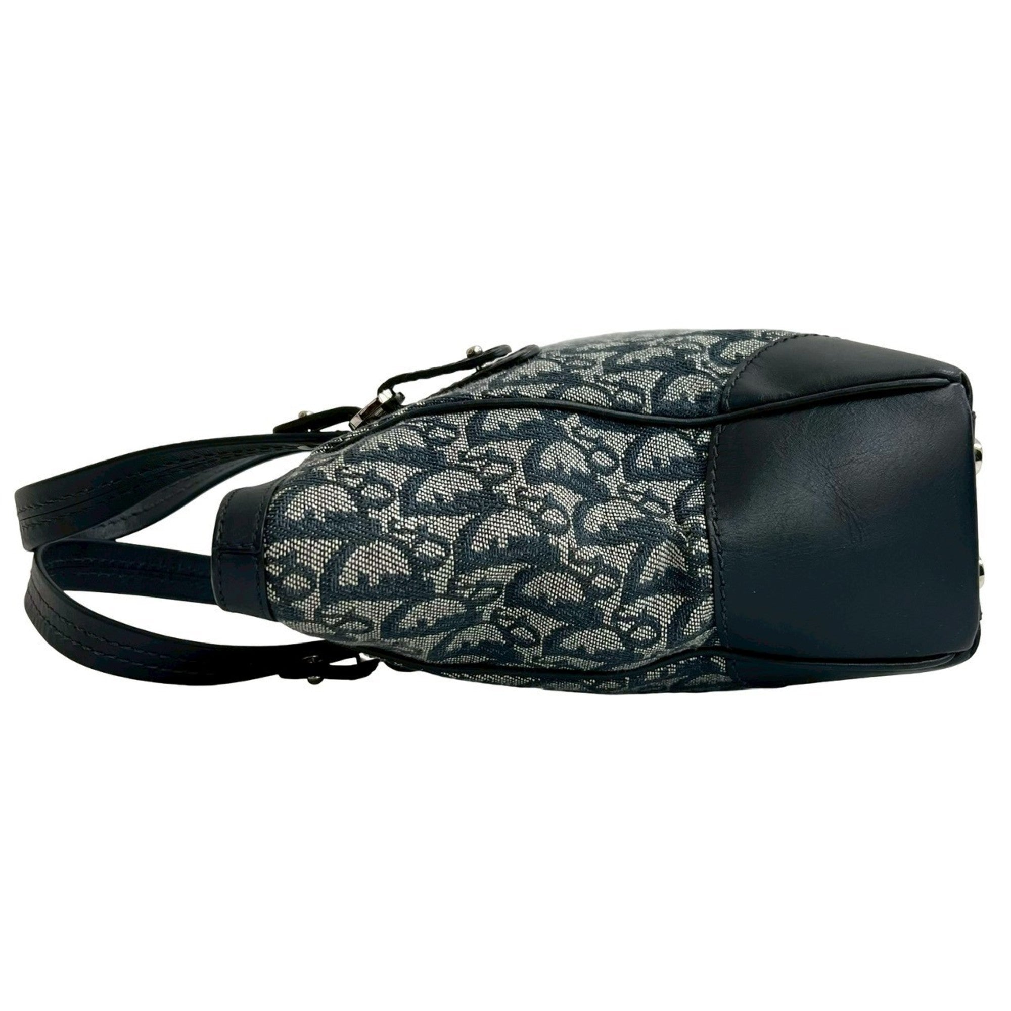 Christian Dior Navy Canvas Leather Handbag Tote Bag (Pre-Owned)
