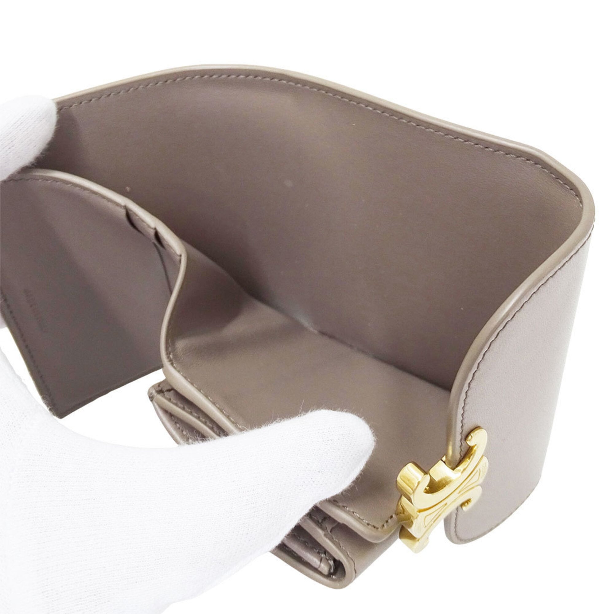 Celine Grayish Leather Wallet (Tri-Fold) (Pre-Owned)