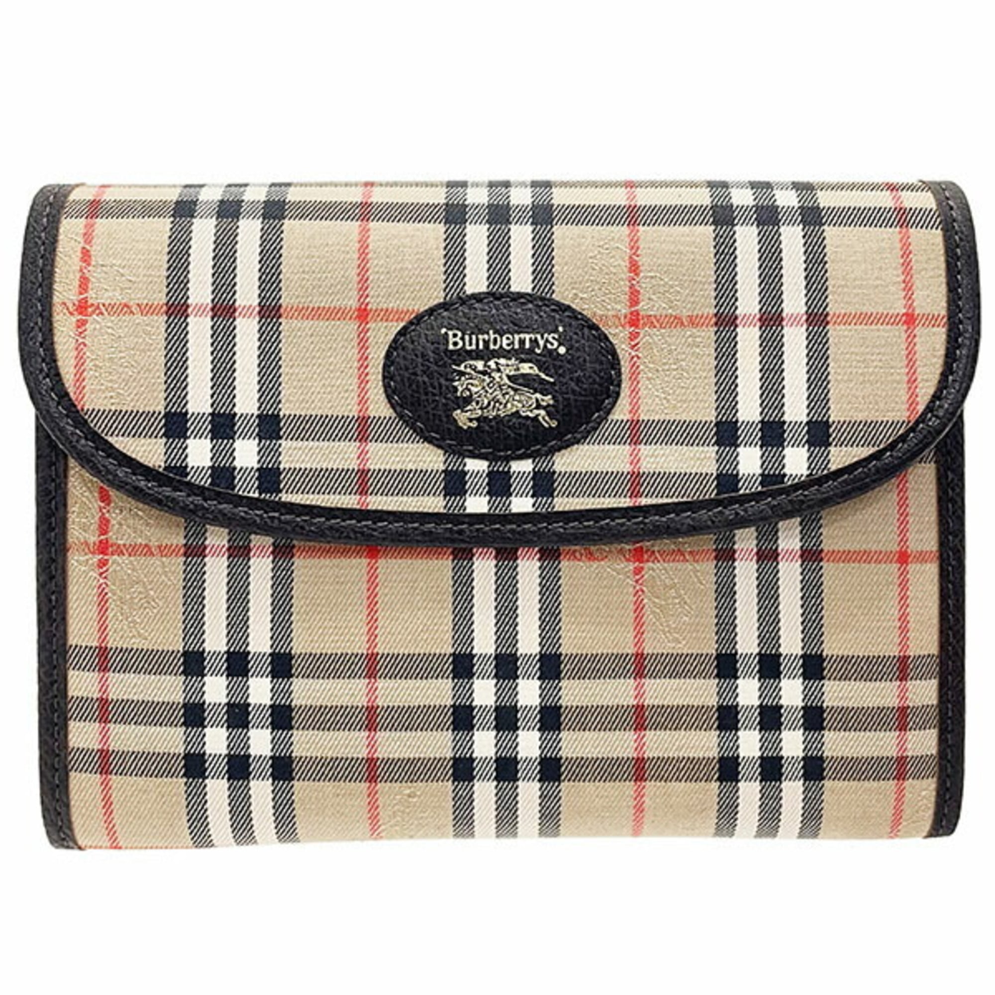 Burberry Beige Dark Brown Canvas Leather (Pre-Owned)