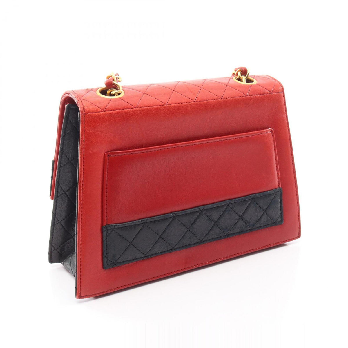 Chanel Black Red Color Leather Handbag Shoulder Bag (Pre-Owned)