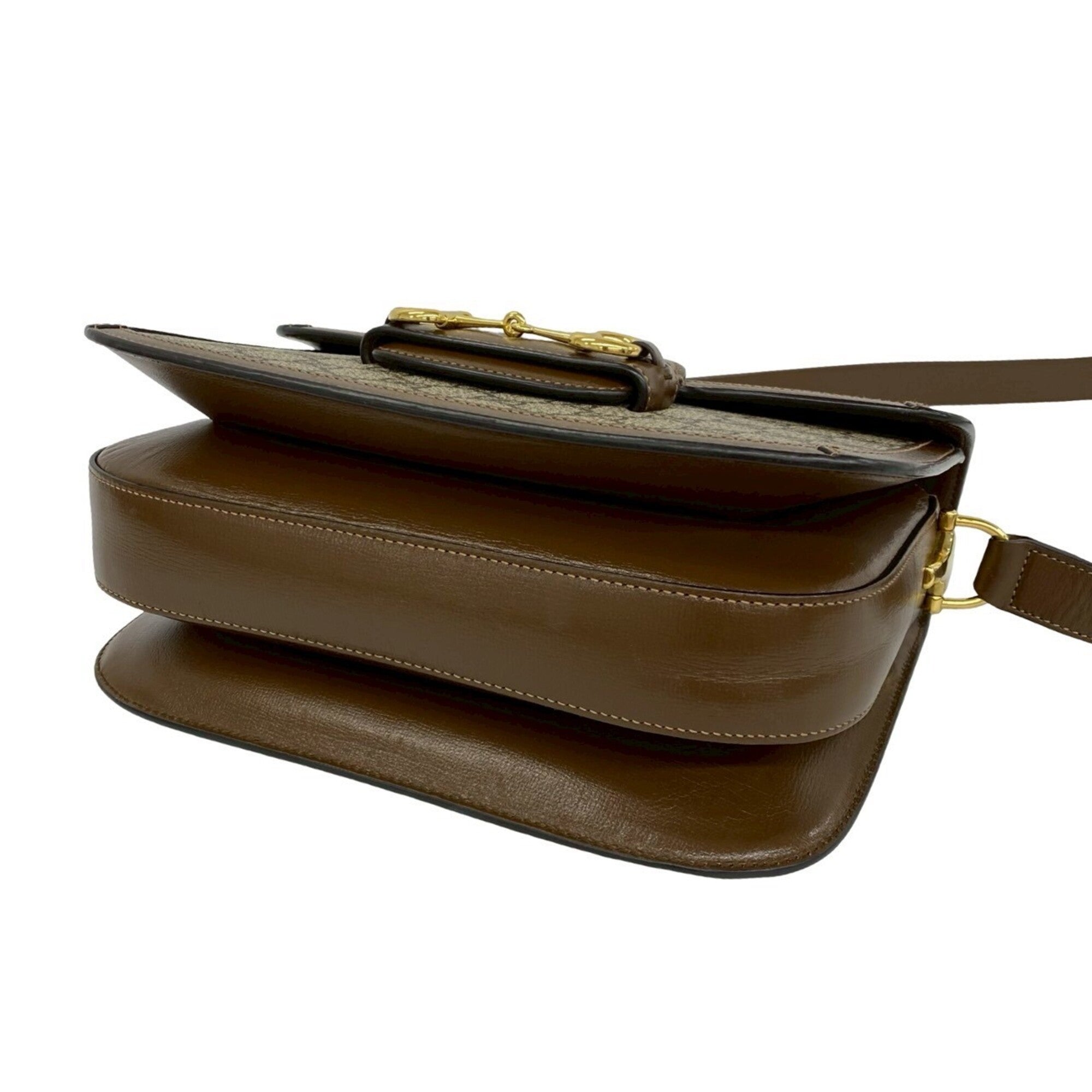 Gucci Brown Leather Elastane Pochette Shoulder Bag (Pre-Owned)