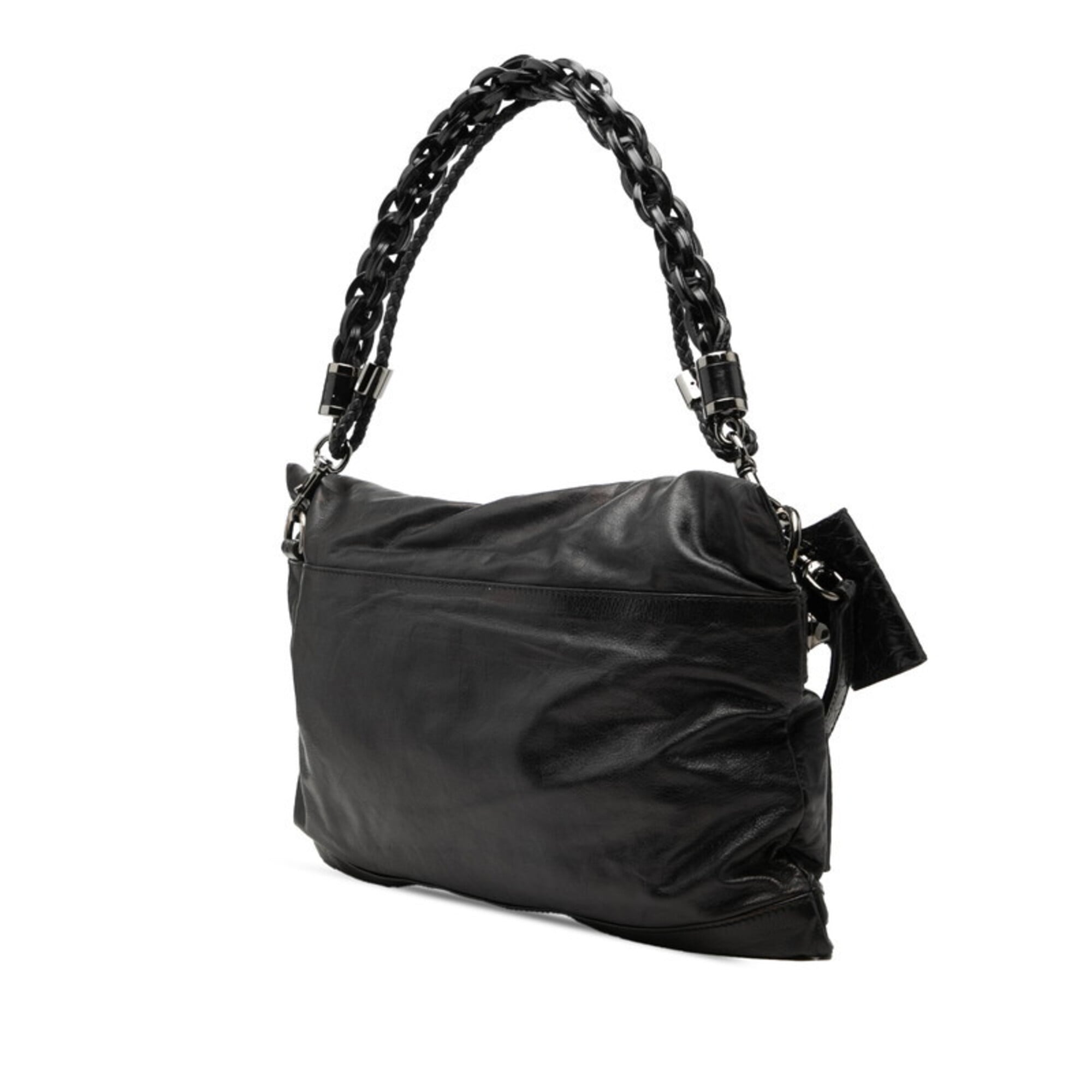 Gucci Black Leather Clutch Bag Handbag (Pre-Owned)