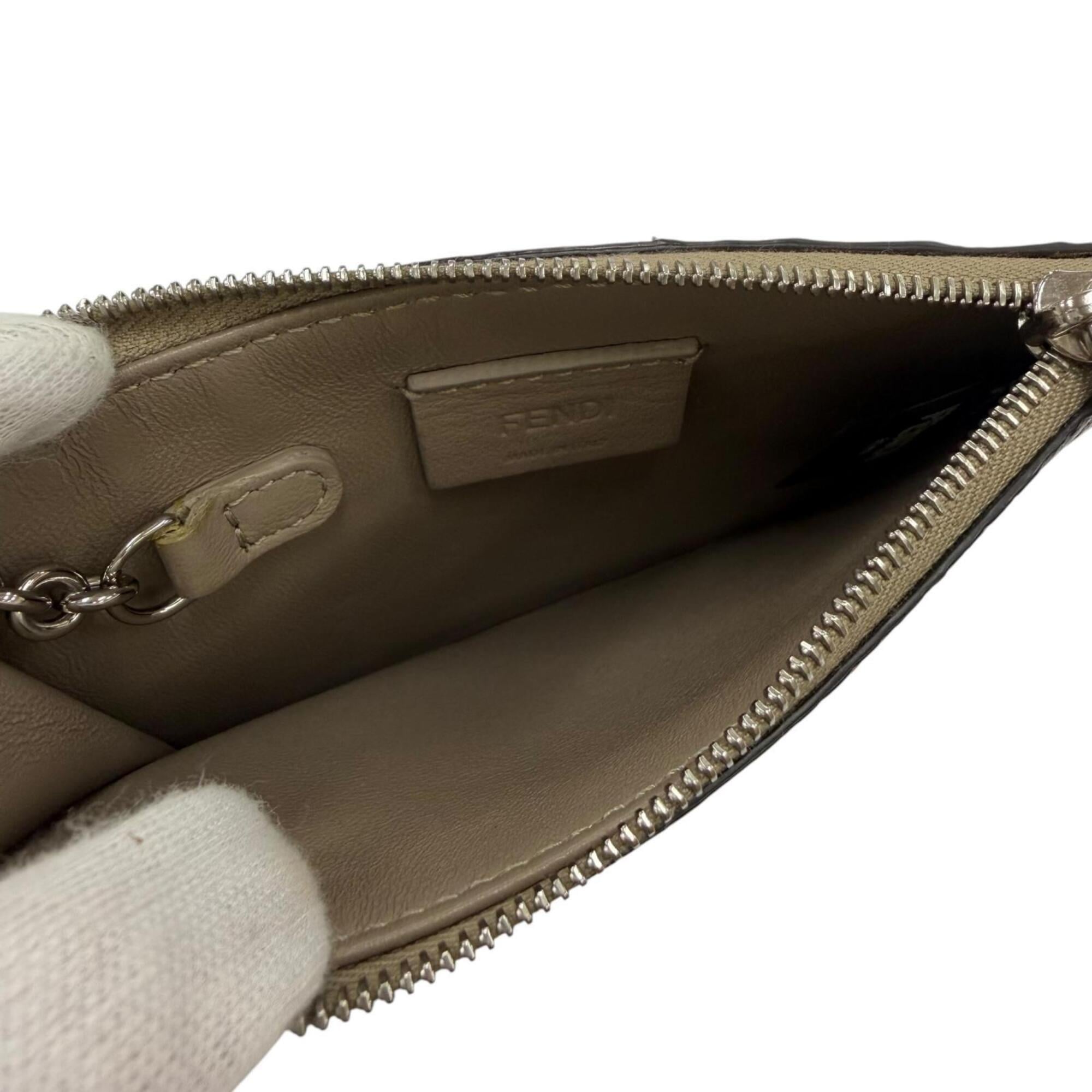 Fendi Gray Leather Coin Purse/Coin Case (Pre-Owned)