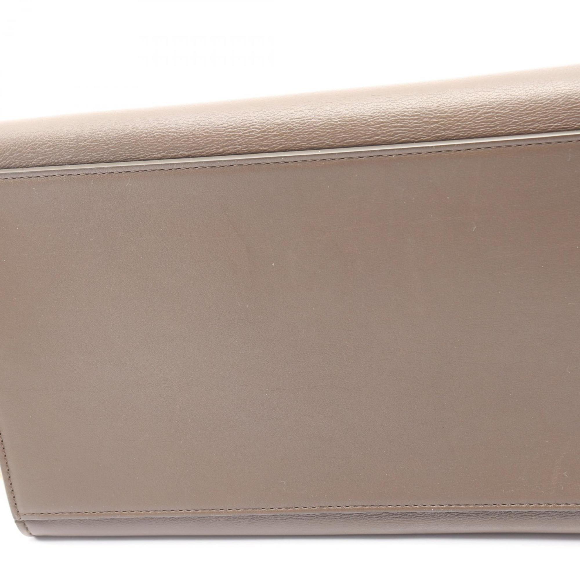 Celine Black Gray Khaki Leather Suede Handbag (Pre-Owned)