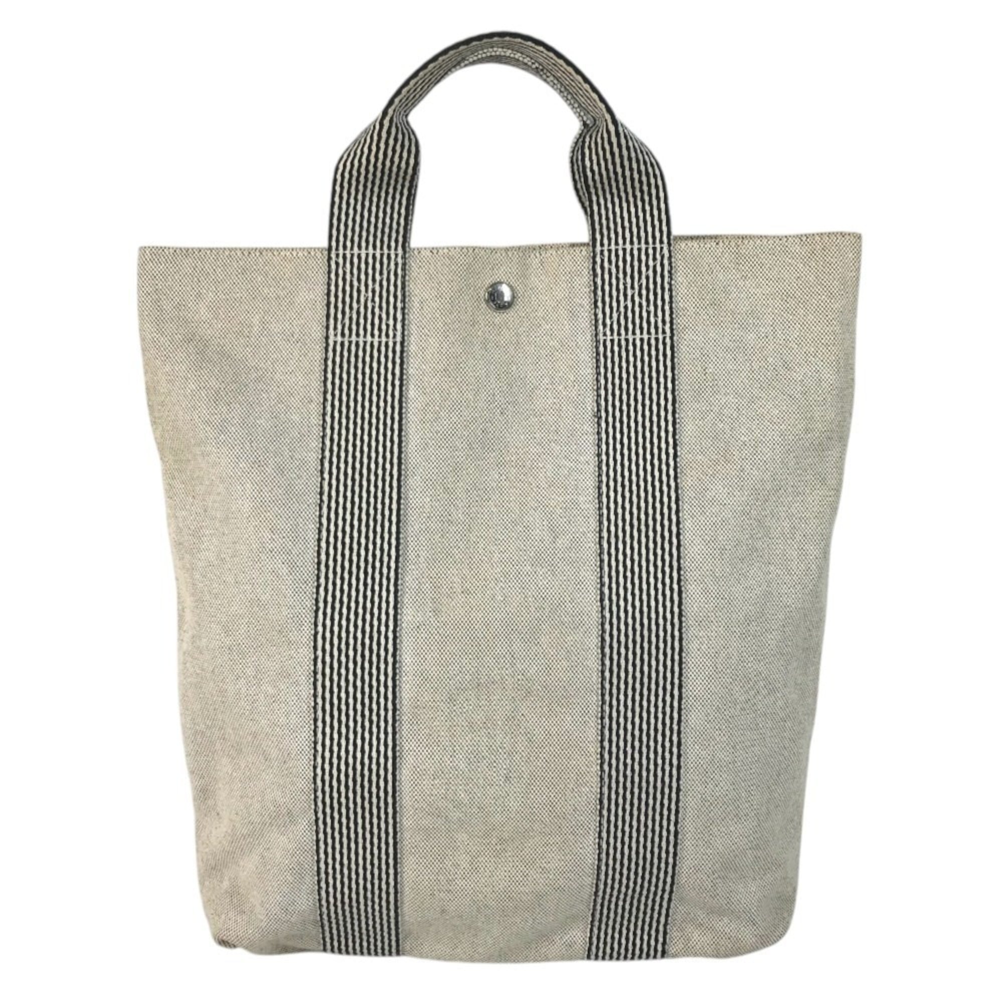 Hermes Black Ivory Yellow Canvas Handbag Tote Bag (Pre-Owned)