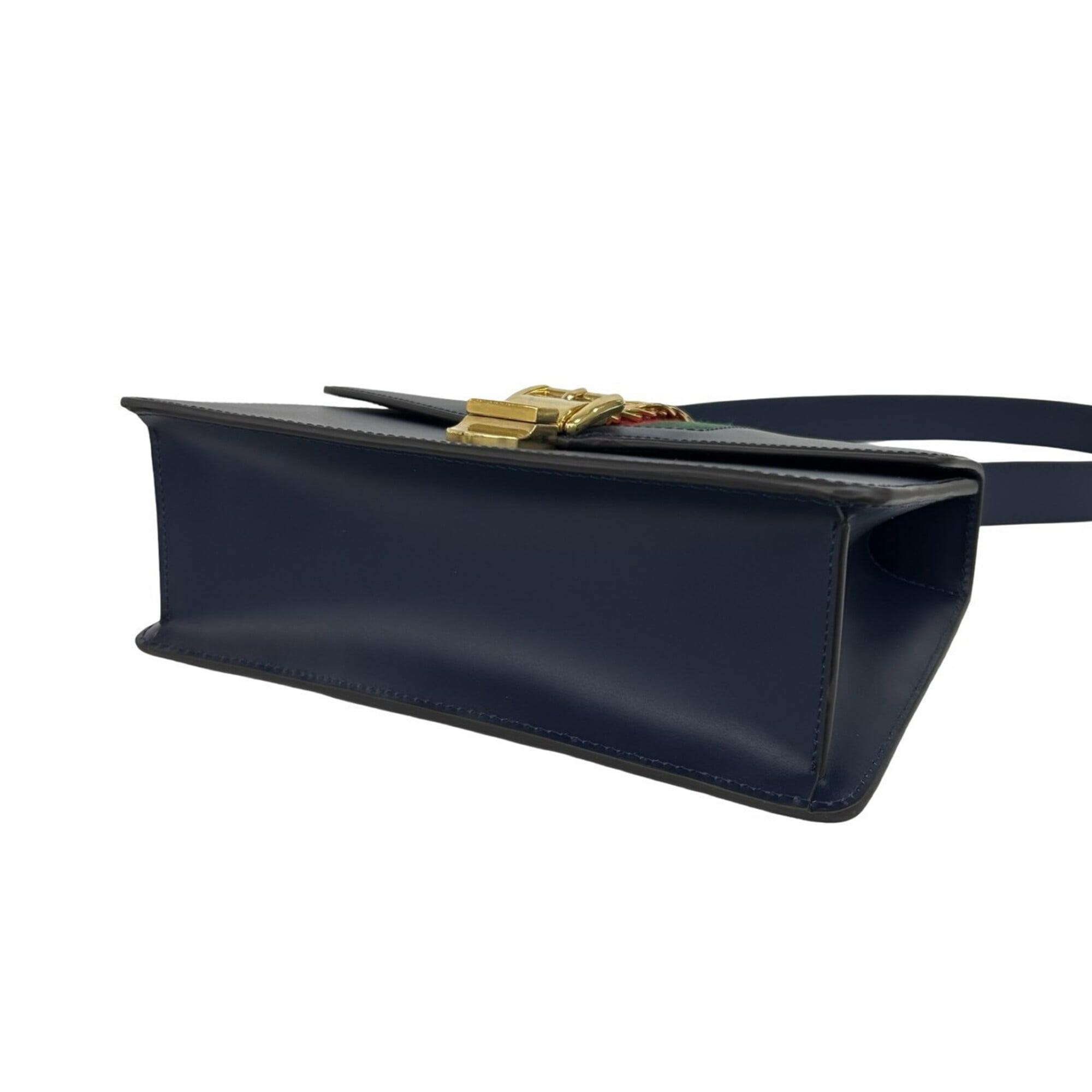 Gucci Green Navy Red Color Leather Shoulder Bag (Pre-Owned)