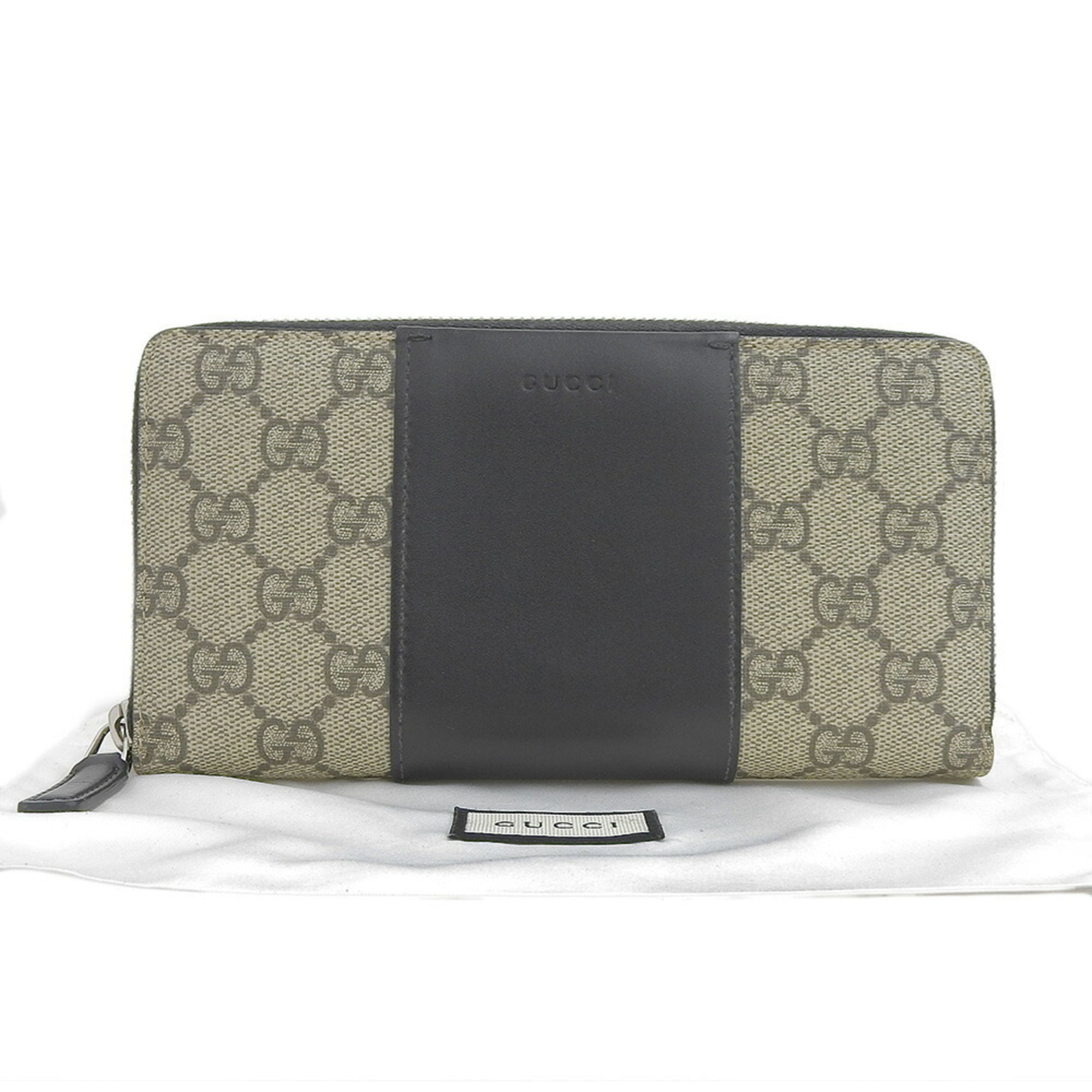 Gucci Beige Black Gg Supreme Long Wallet (Bi-Fold) (Pre-Owned)