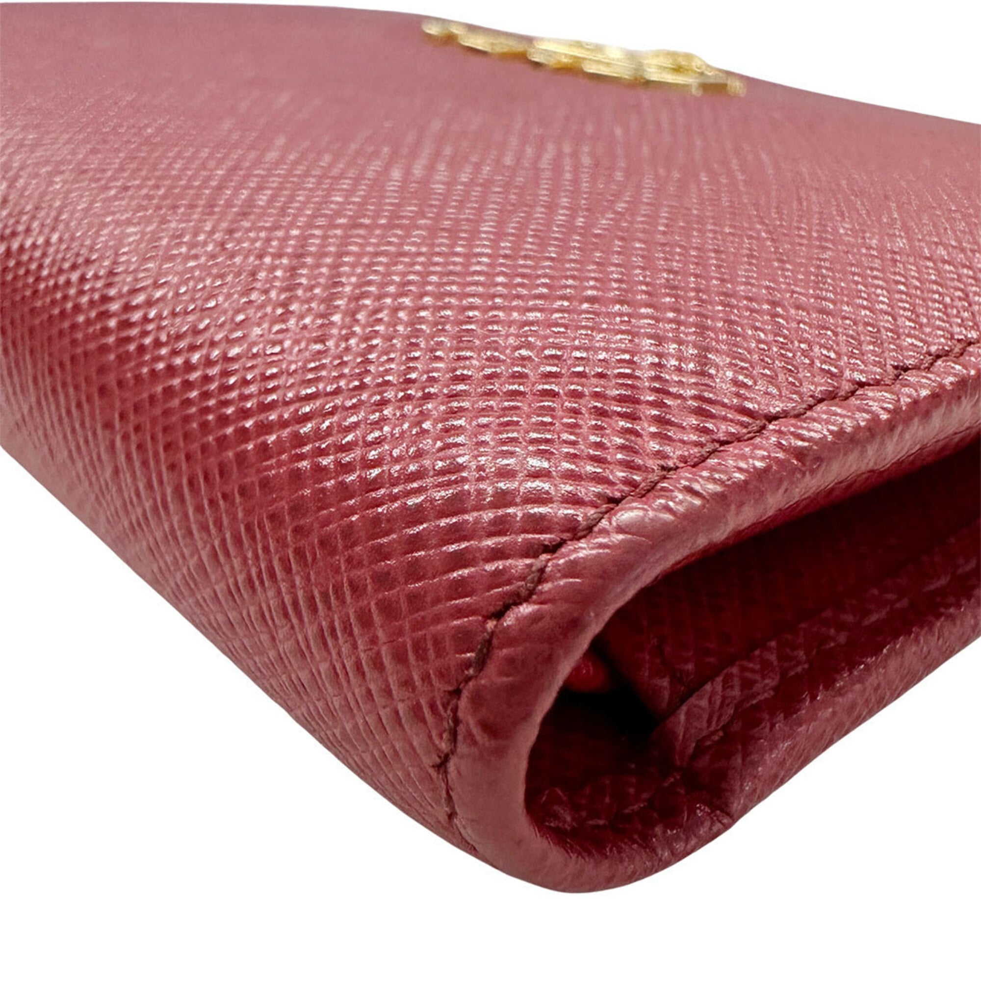 Prada Red Color Saffiano Wallet (Bi-Fold) (Pre-Owned)