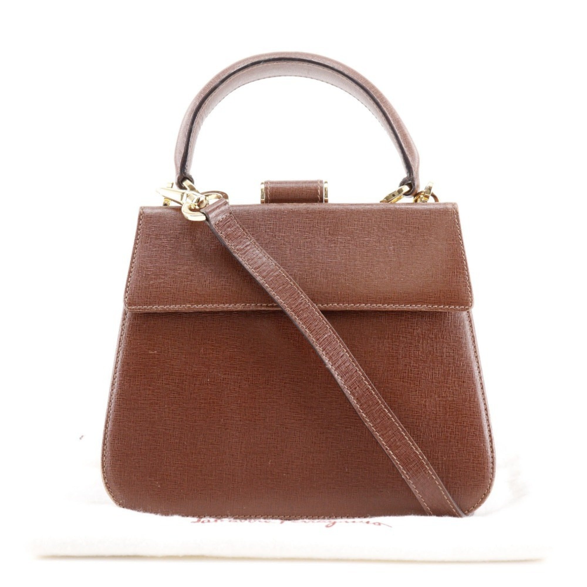 Salvatore Ferragamo Brown Leather Handbag (Pre-Owned)