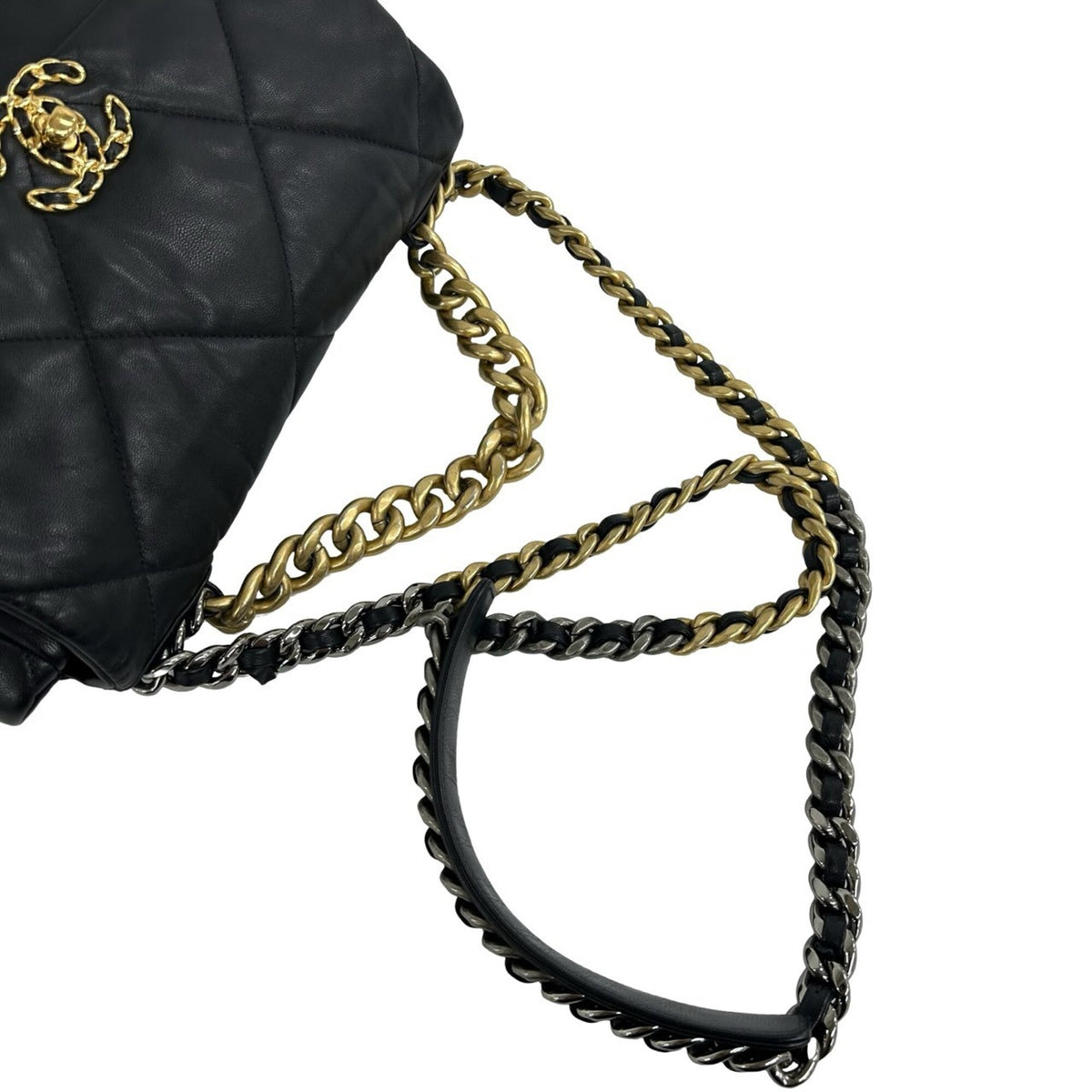 Chanel Black Leather Handbag Shoulder Bag (Pre-Owned)