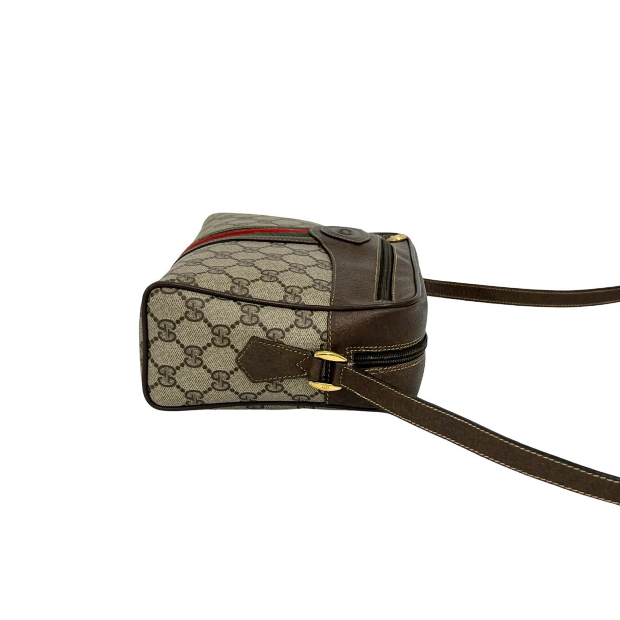 Gucci Brown Green Red Color Leather Pvc Pochette Shoulder Bag (Pre-Owned)