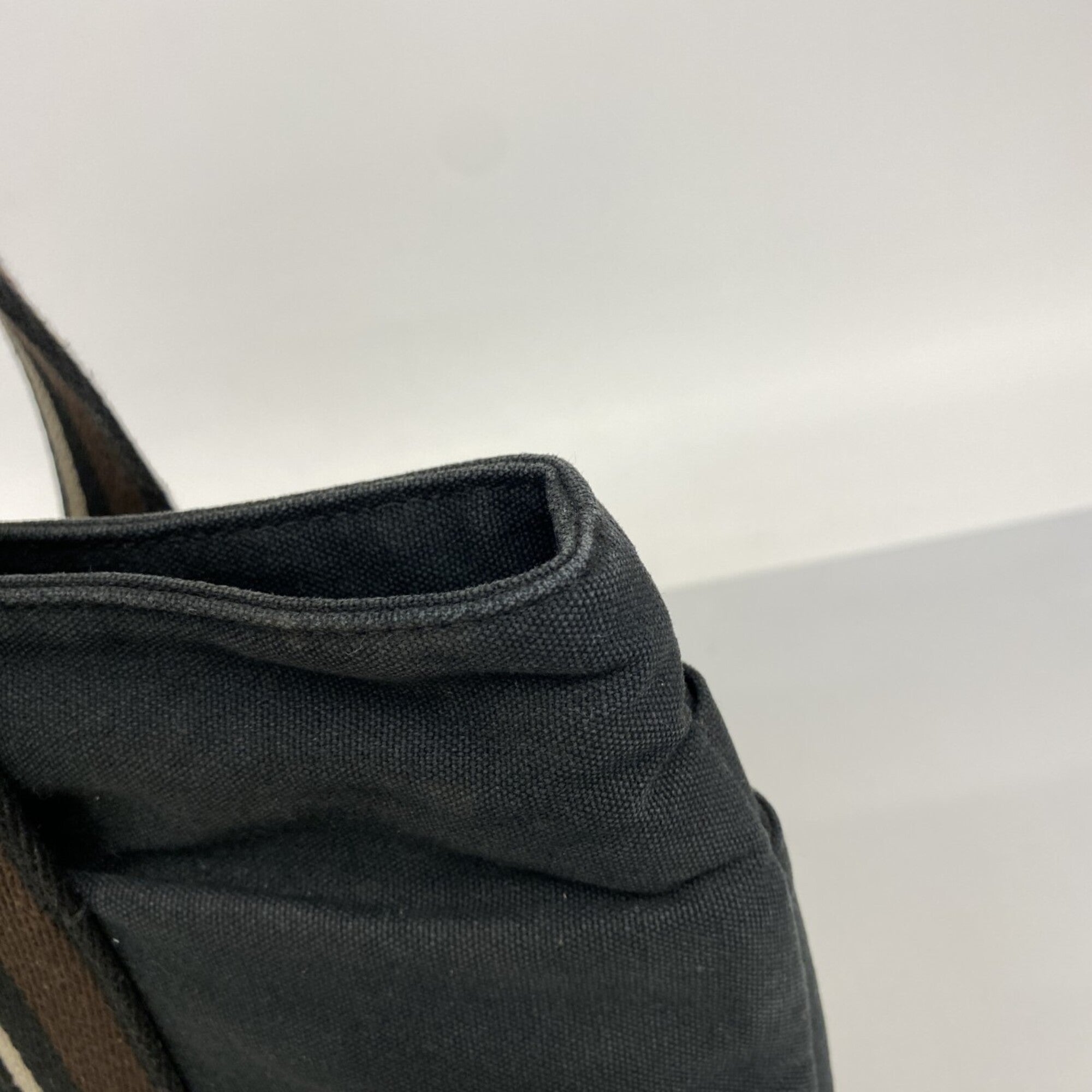 Hermes Black Brown Canvas Tote Bag (Pre-Owned)