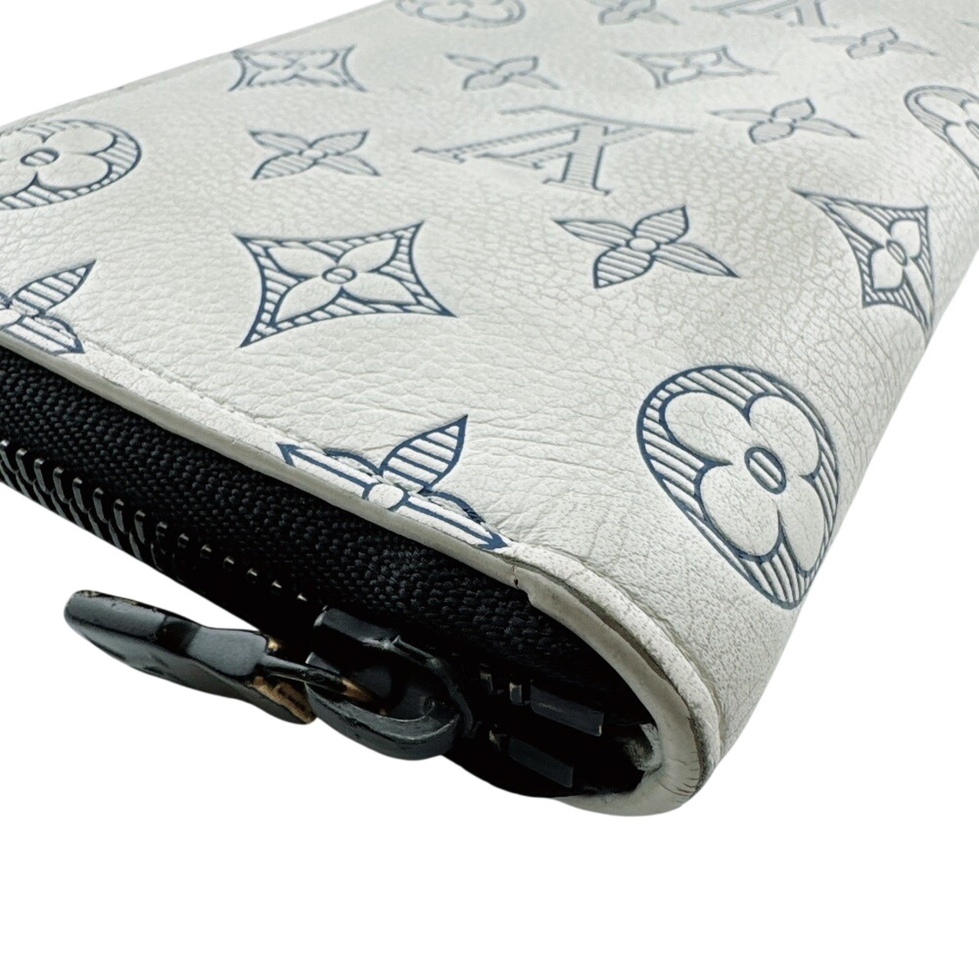 Louis Vuitton Monogram Shadow White Leather Long Wallet (Bi-Fold) (Pre-Owned)